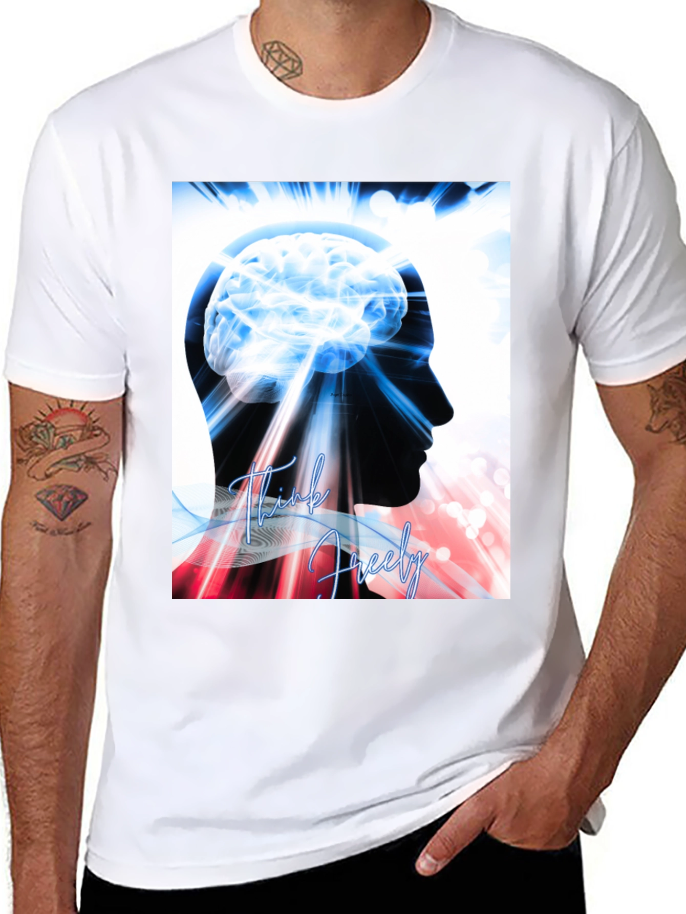 Think Freely Brain Graphic T-Shirt - Black