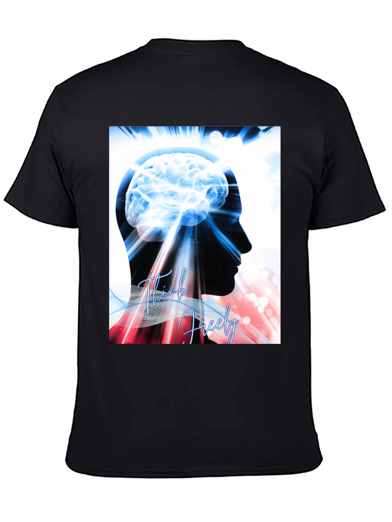 Think Freely Brain Graphic T-Shirt - Black
