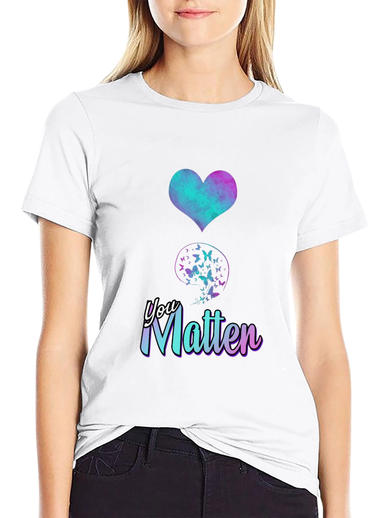 You Matter Butterfly Semicolon Heart Tee