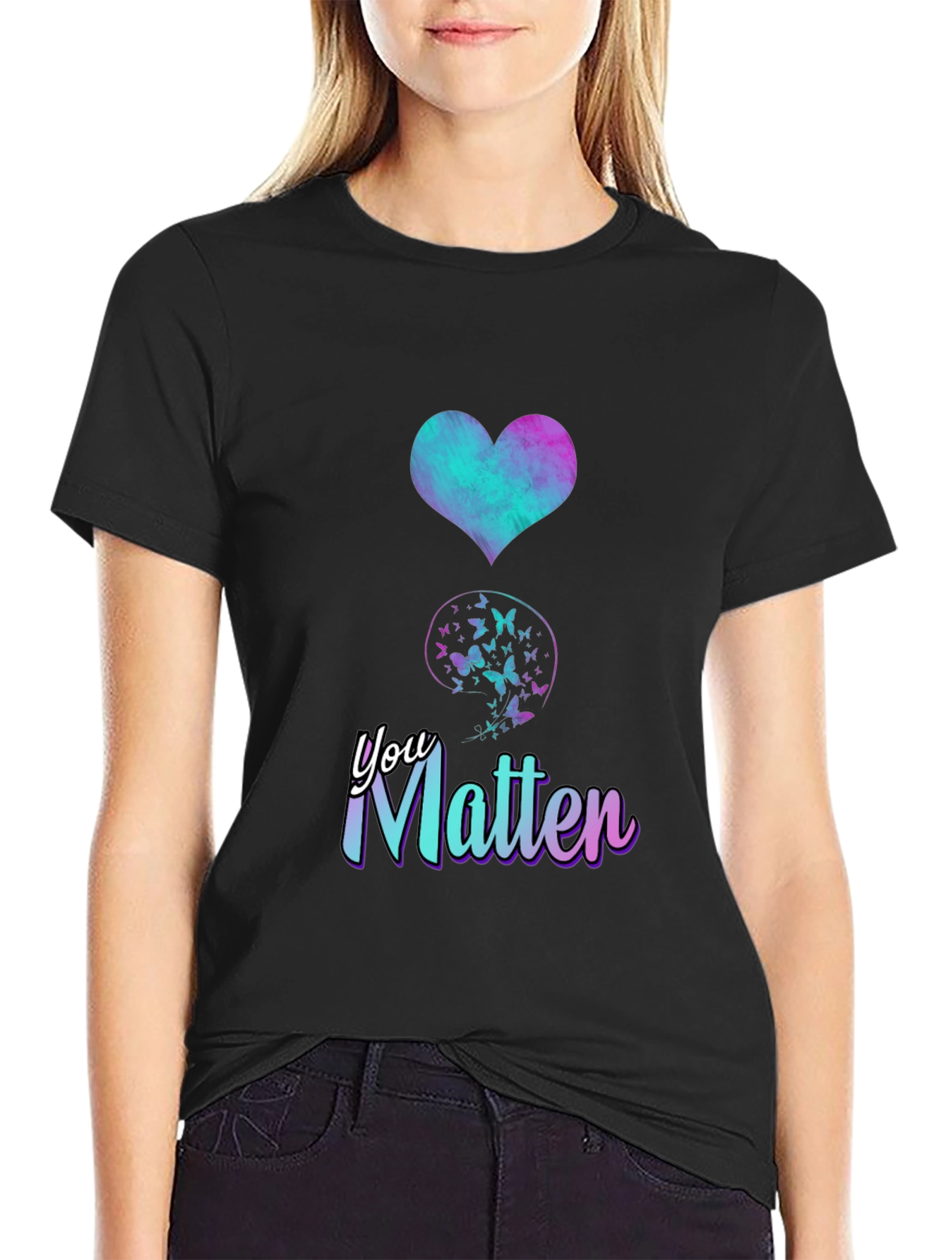 You Matter Butterfly Semicolon Heart Tee