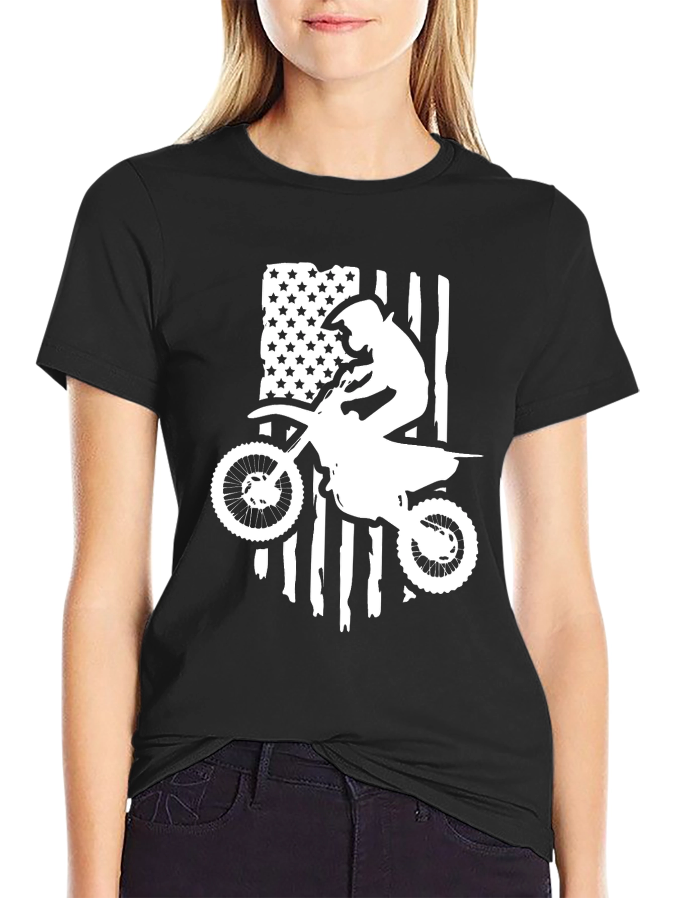 Motocross American Flag Graphic Tee