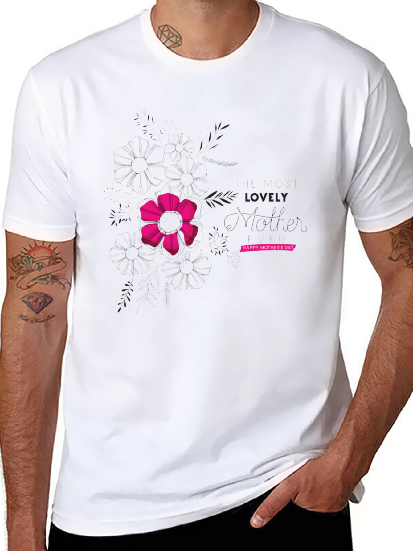 Lovely Mothers Day Black Graphic T-Shirt