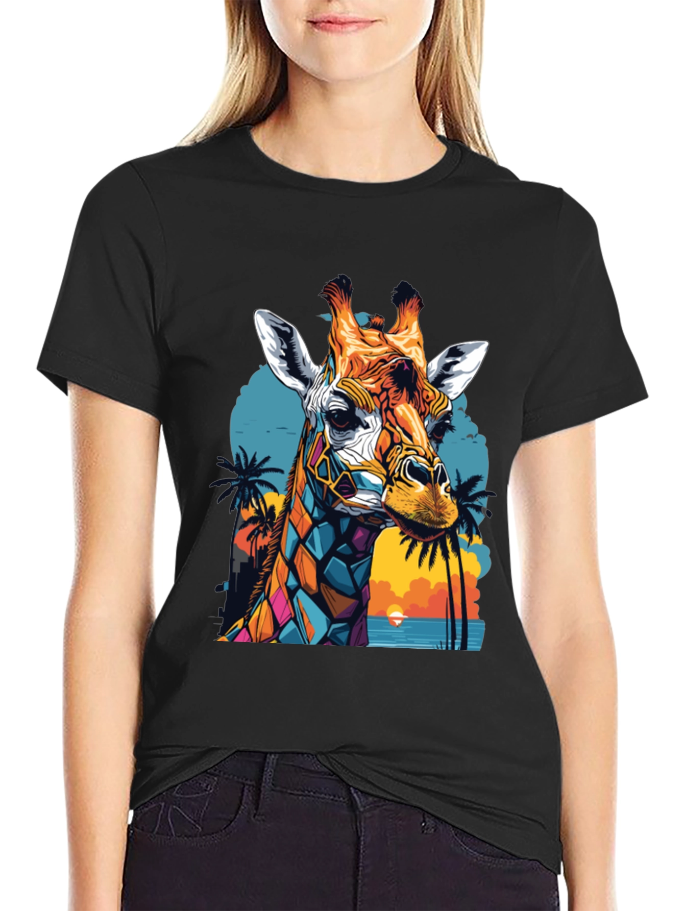 Colorful Giraffe Graphic Tee