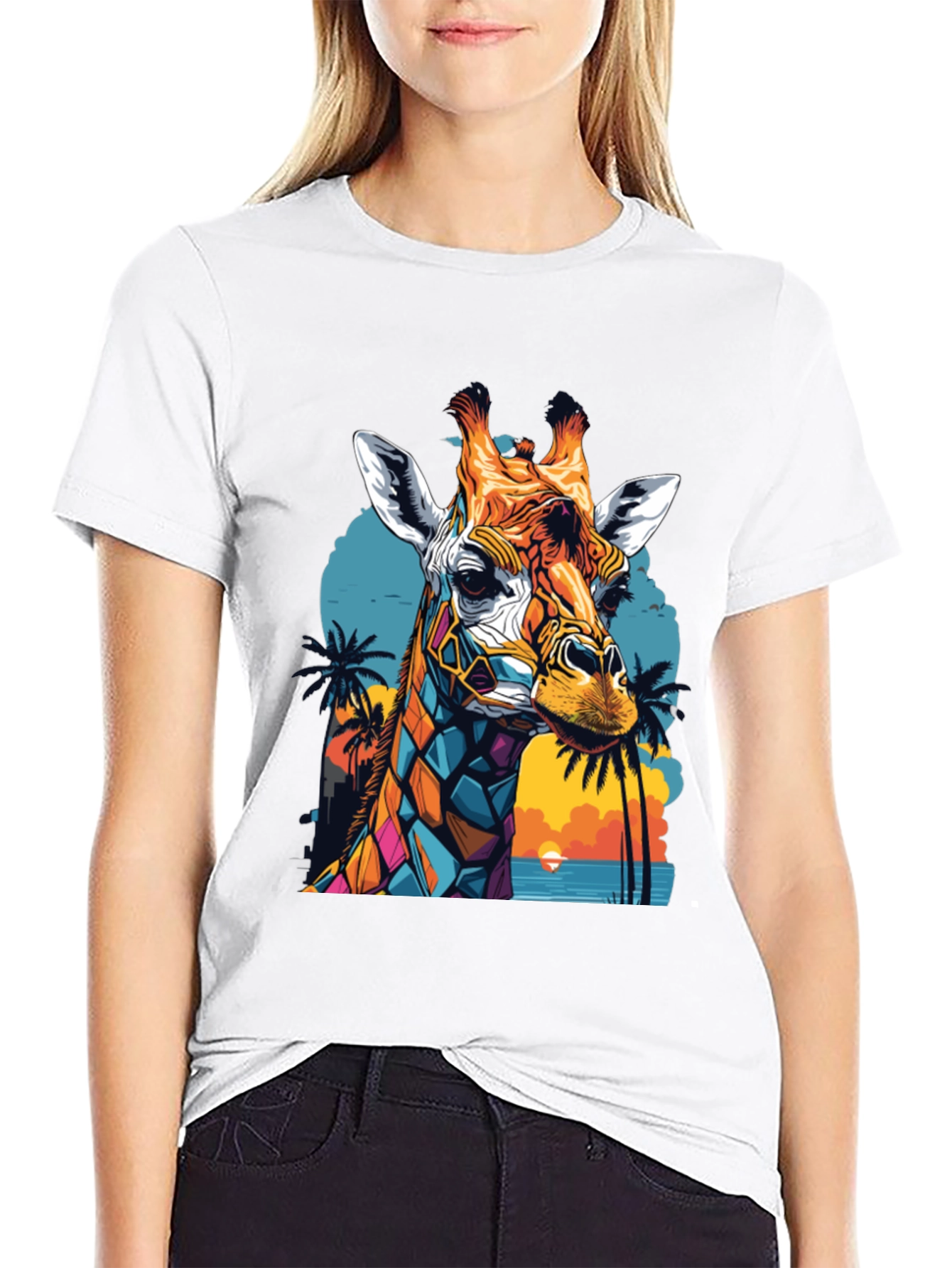 Colorful Giraffe Graphic Tee