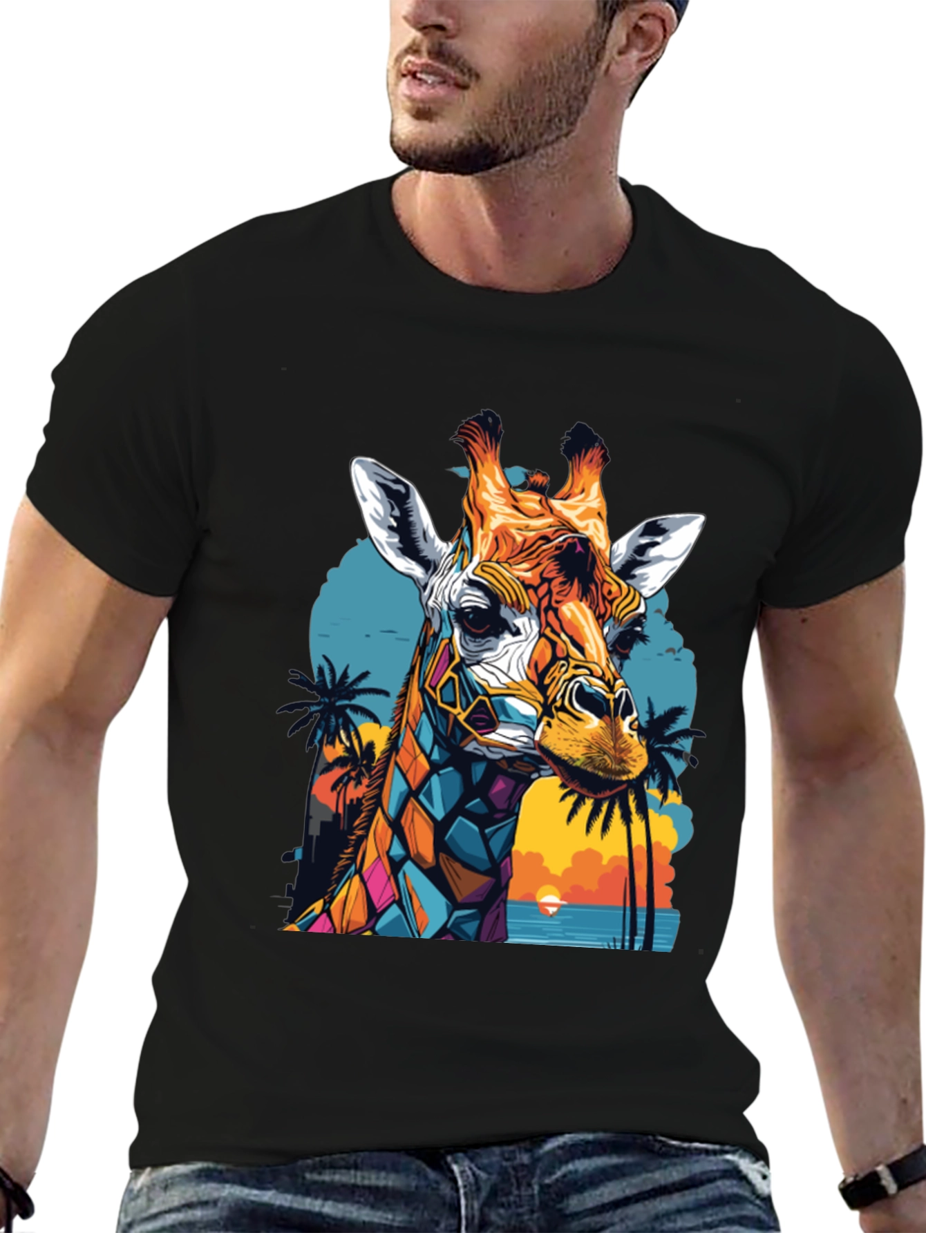 Colorful Giraffe Graphic Tee