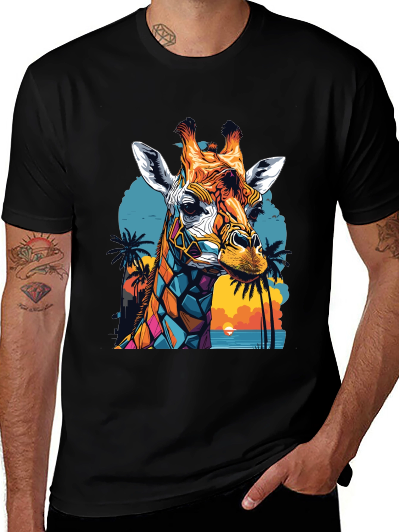 Colorful Giraffe Graphic Tee