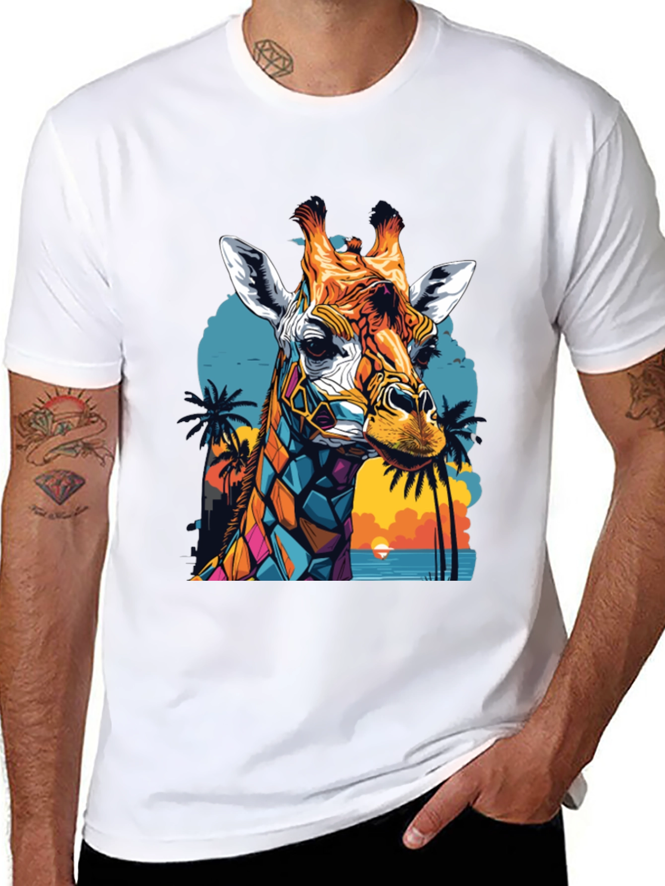 Colorful Giraffe Graphic Tee
