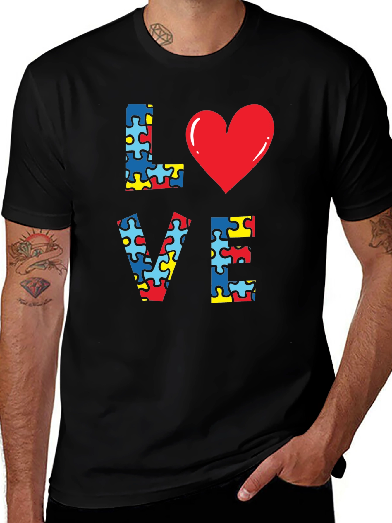 Autism Awareness Puzzle Heart Love T-Shirt