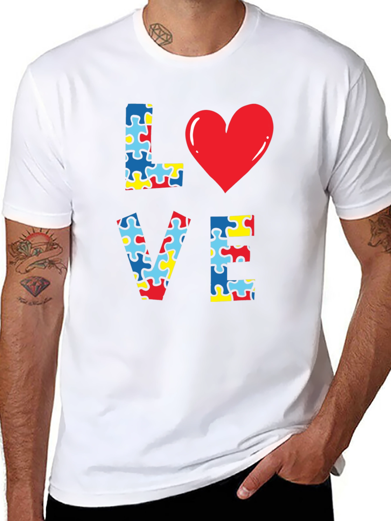 Autism Awareness Puzzle Heart Love T-Shirt