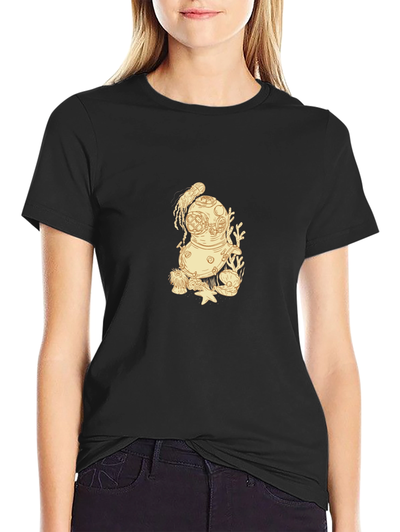 Diver Helmet Graphic Tee - Black