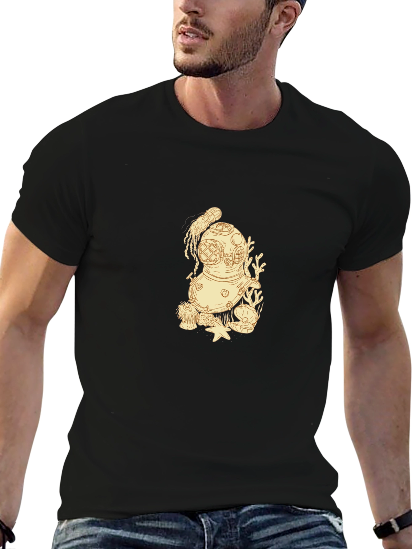 Diver Helmet Graphic Tee - Black