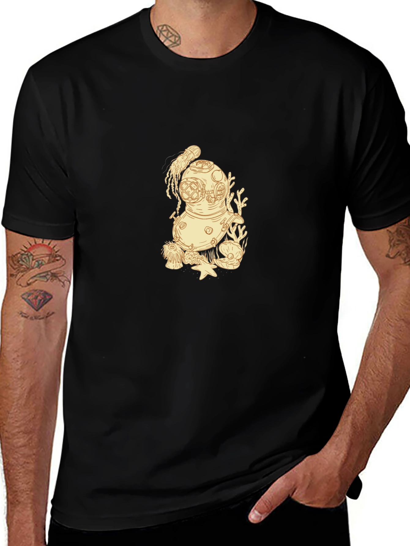 Diver Helmet Graphic Tee - Black