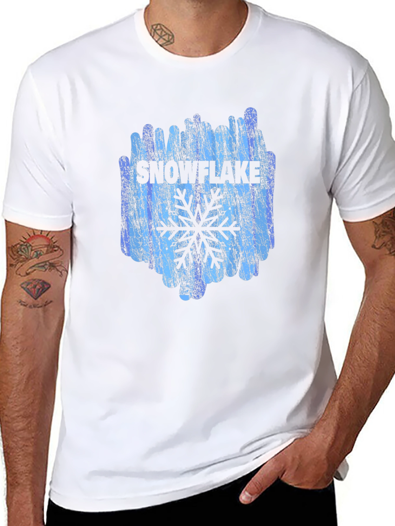 Snowflake Graphic Print Black T-Shirt