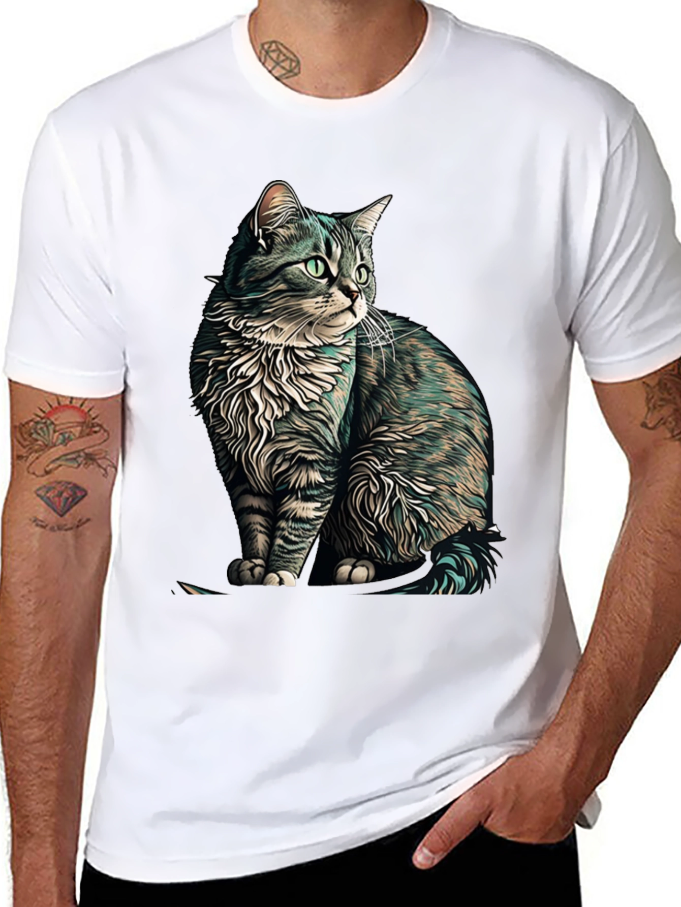 Cat Graphic Black T-Shirt
