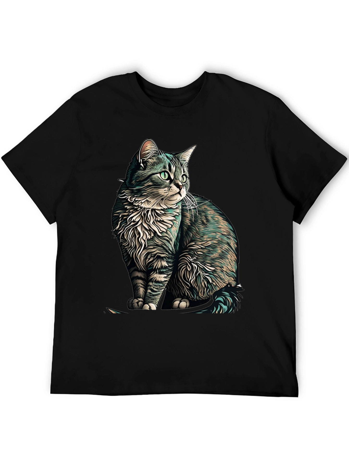 Cat Graphic Black T-Shirt