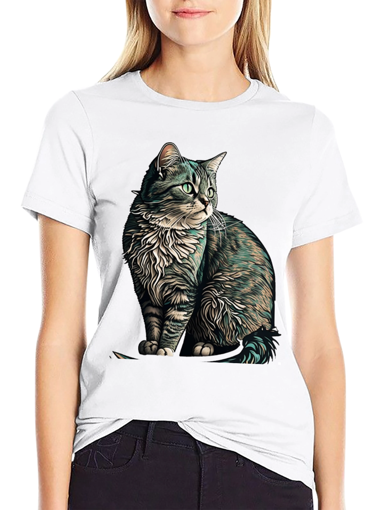 Cat Graphic Black T-Shirt