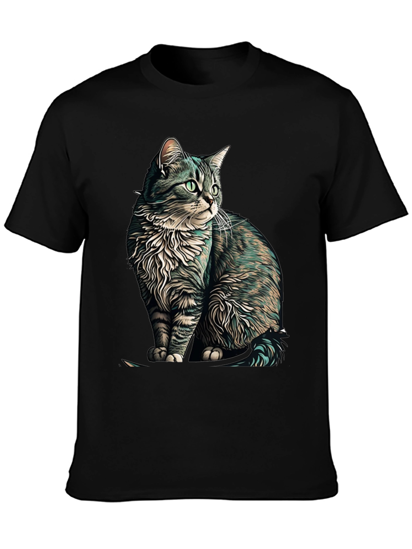 Cat Graphic Black T-Shirt