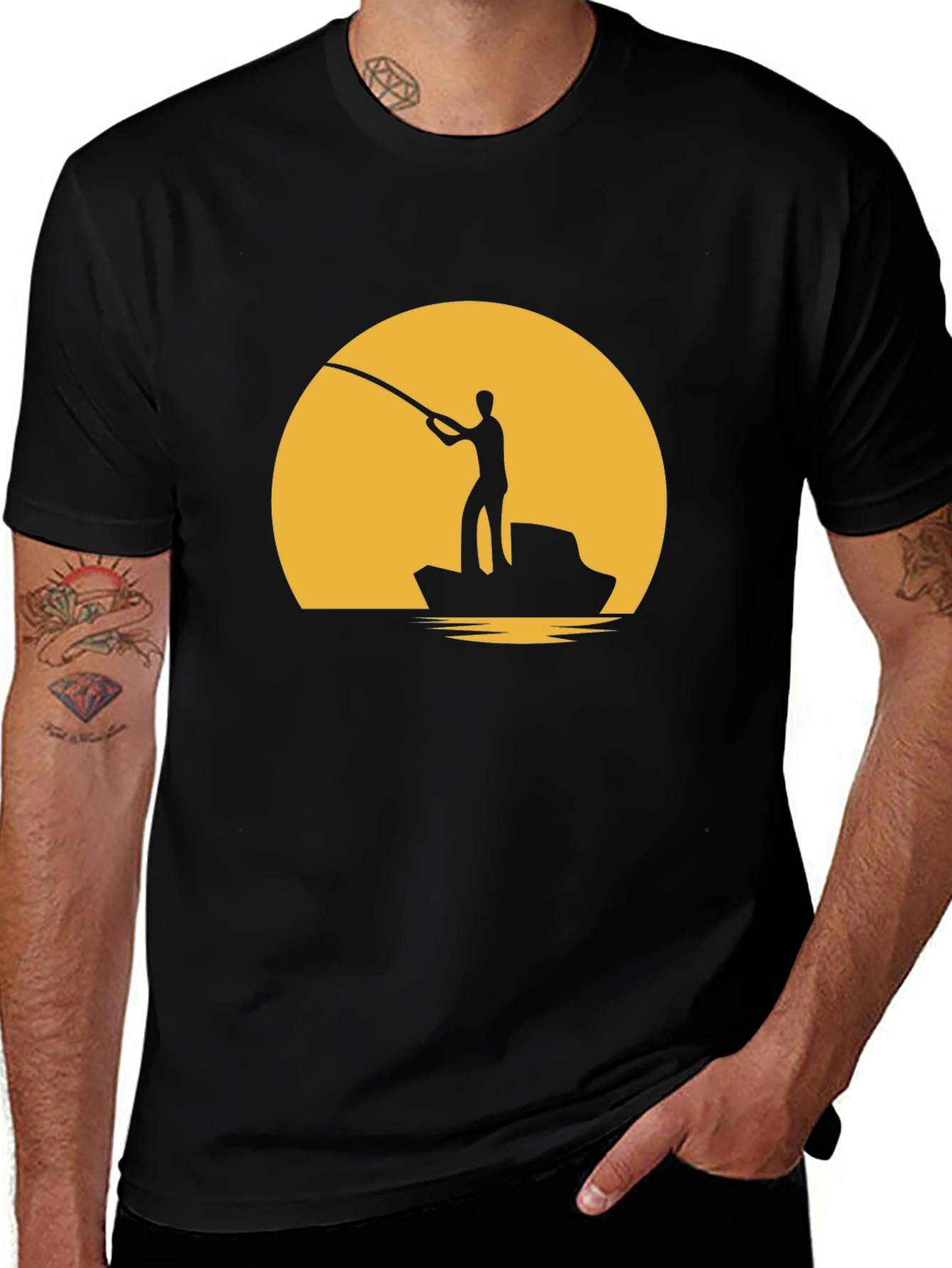 Fishing Sunset Graphic Tee