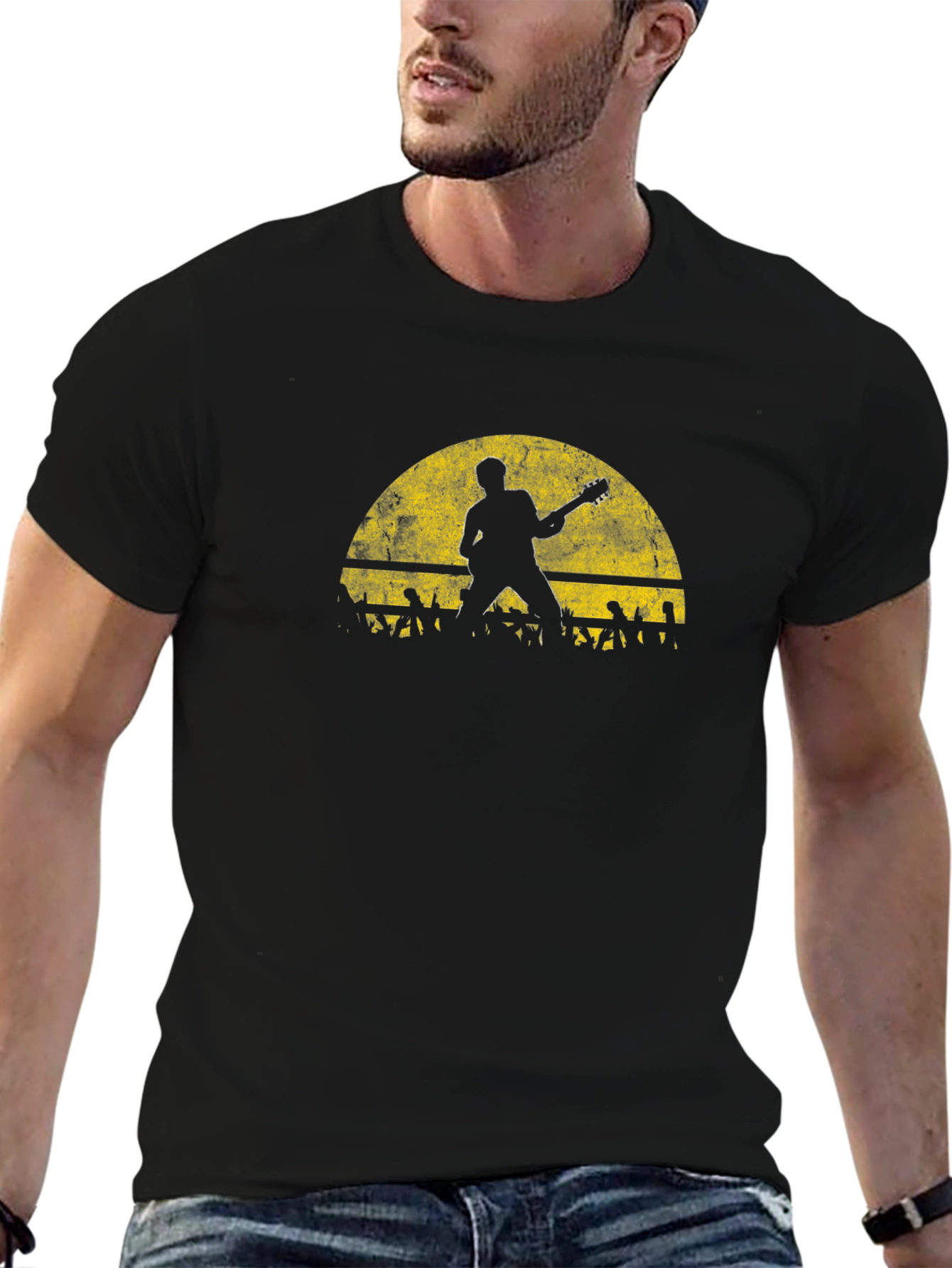Silhouette Guitar Concert Black T-Shirt