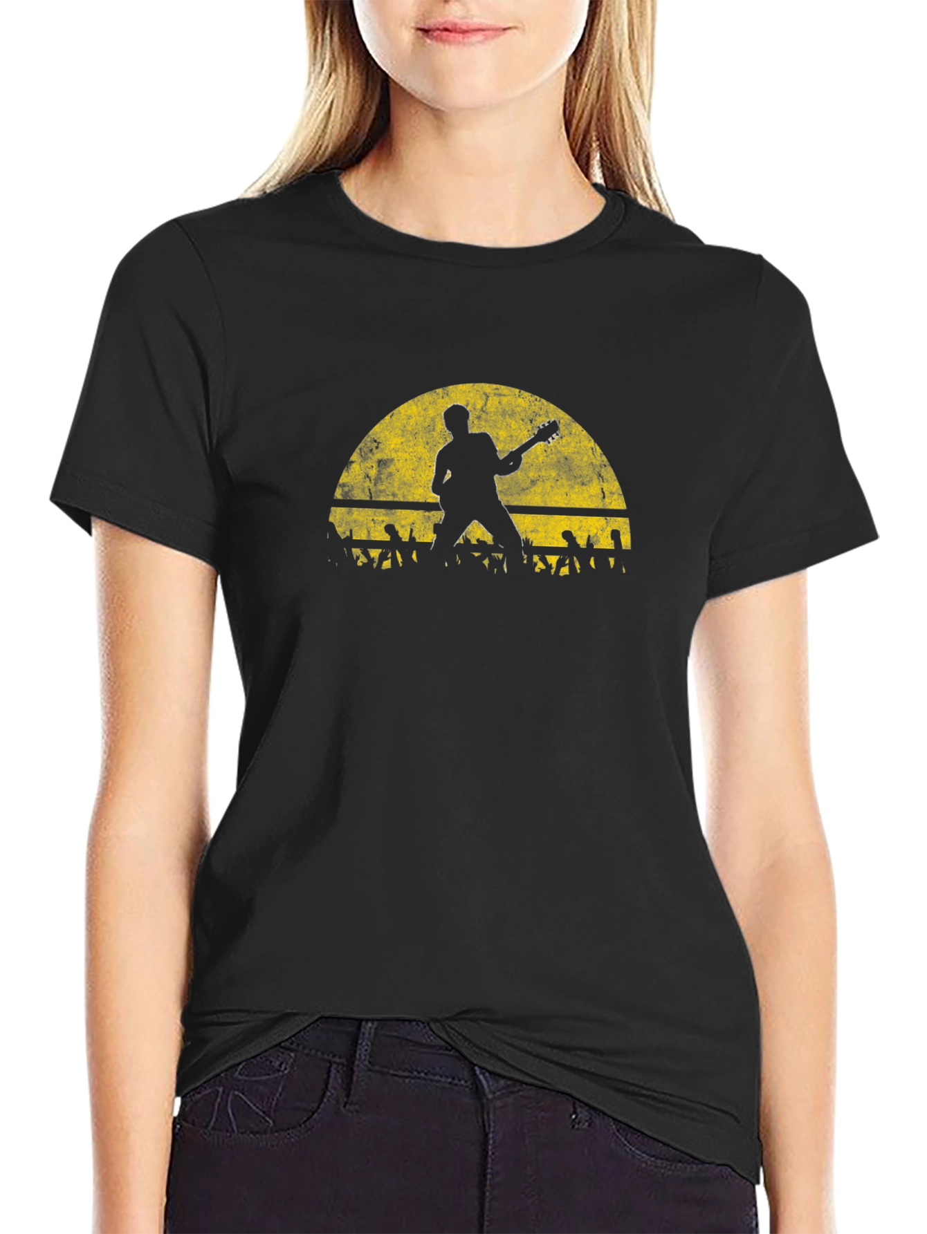 Silhouette Guitar Concert Black T-Shirt