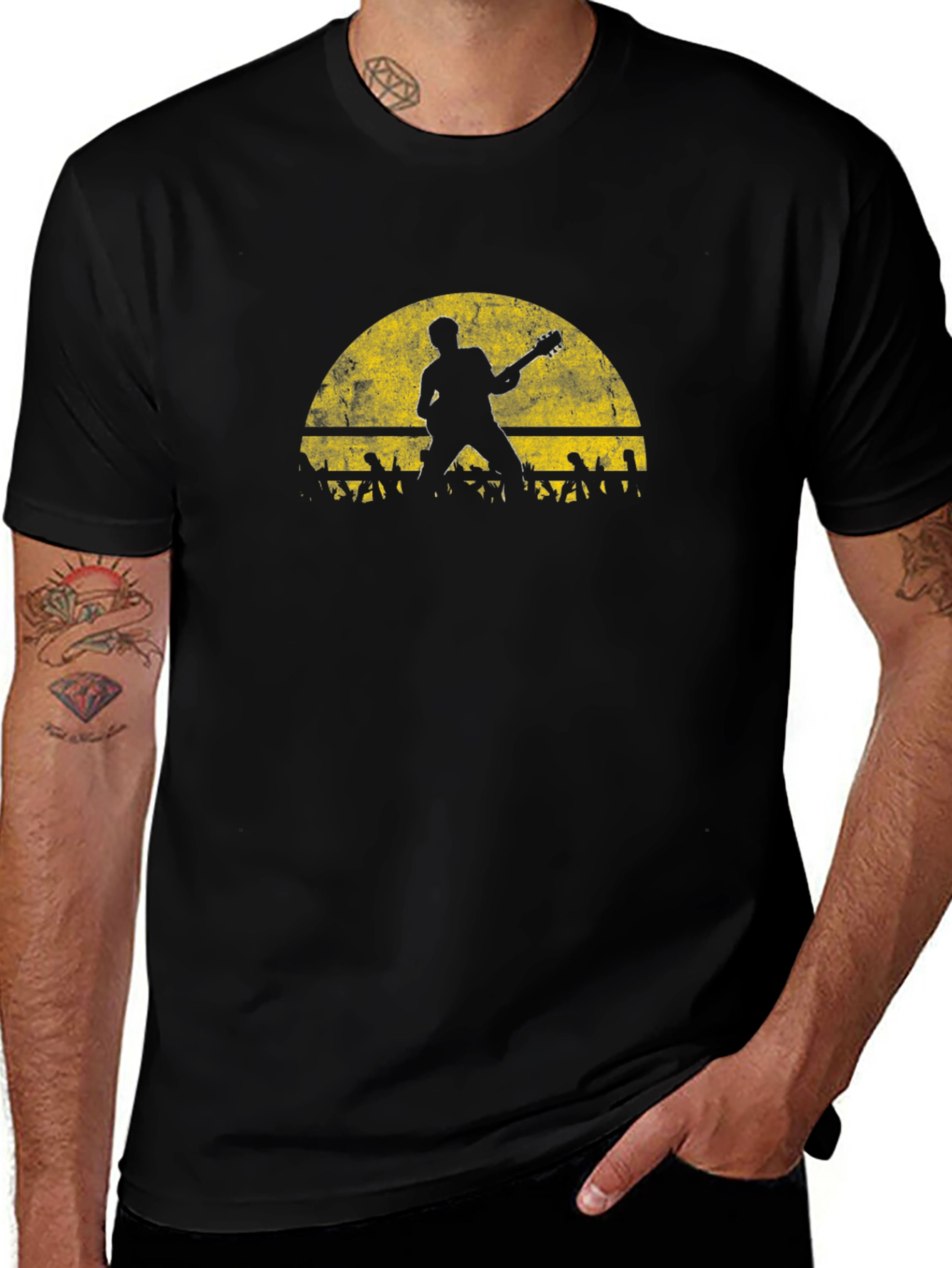 Silhouette Guitar Concert Black T-Shirt