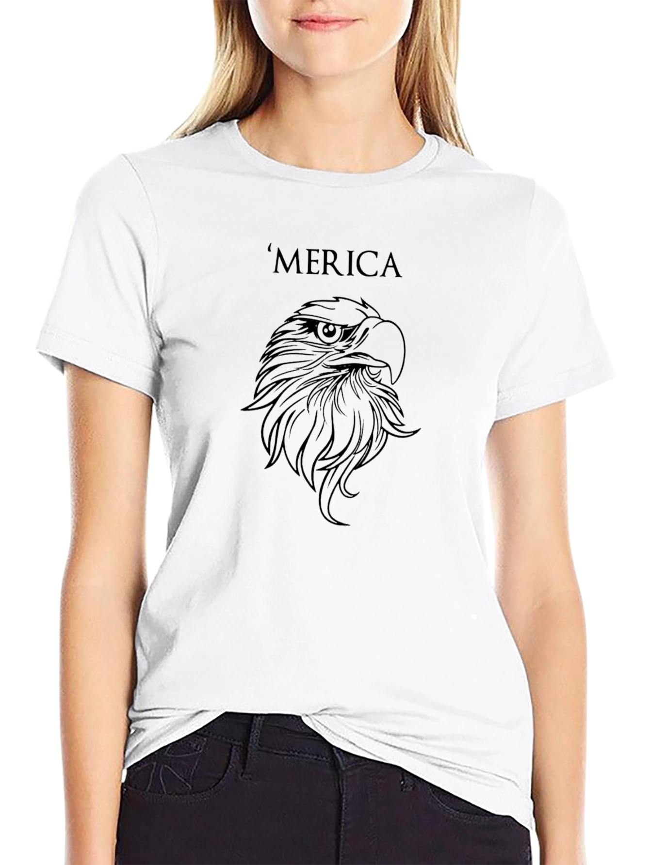 Mens Black Merica Eagle Graphic Tee