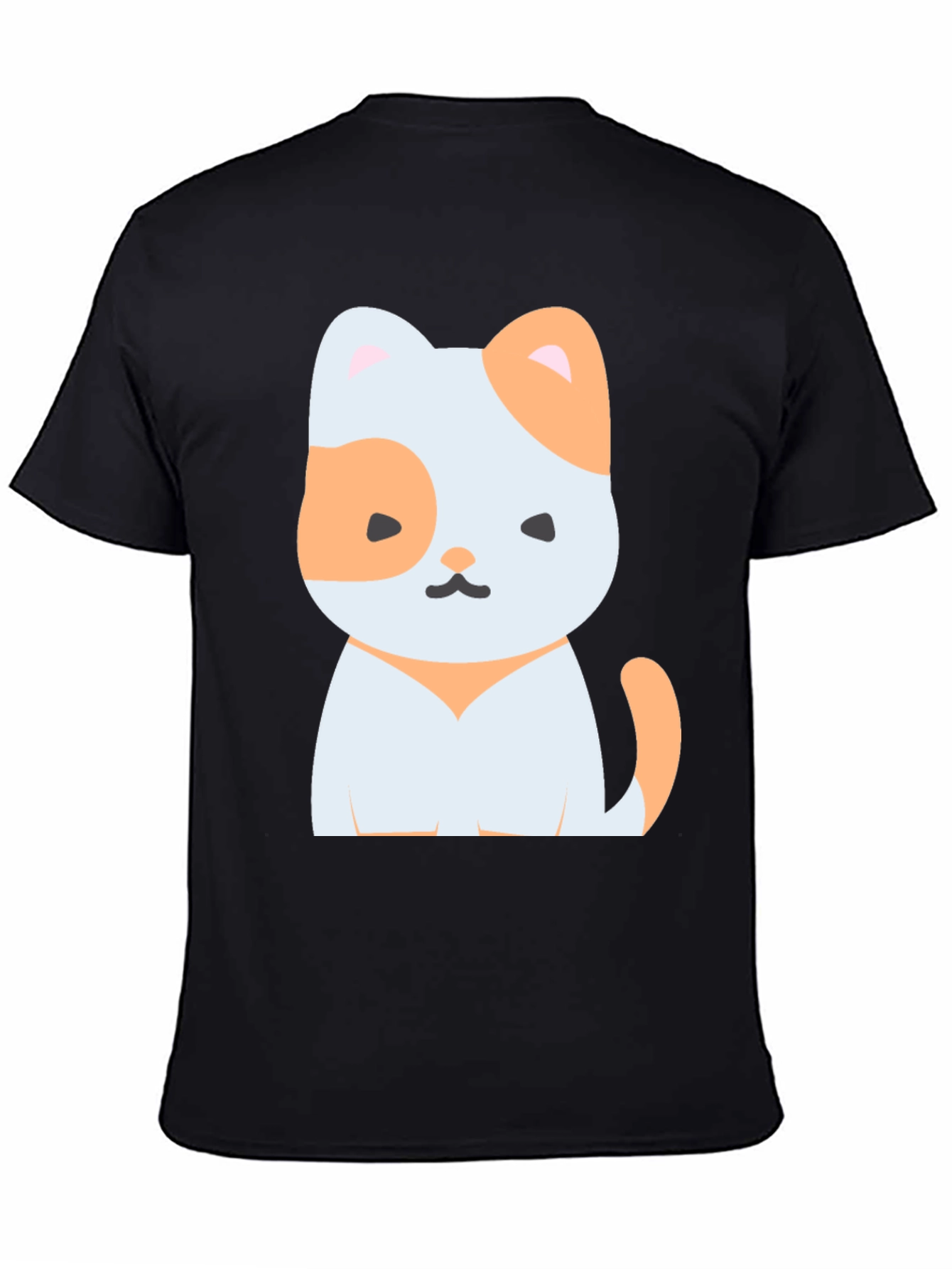 Cute Cartoon Cat Graphic Tee - Unisex Black T-Shirt