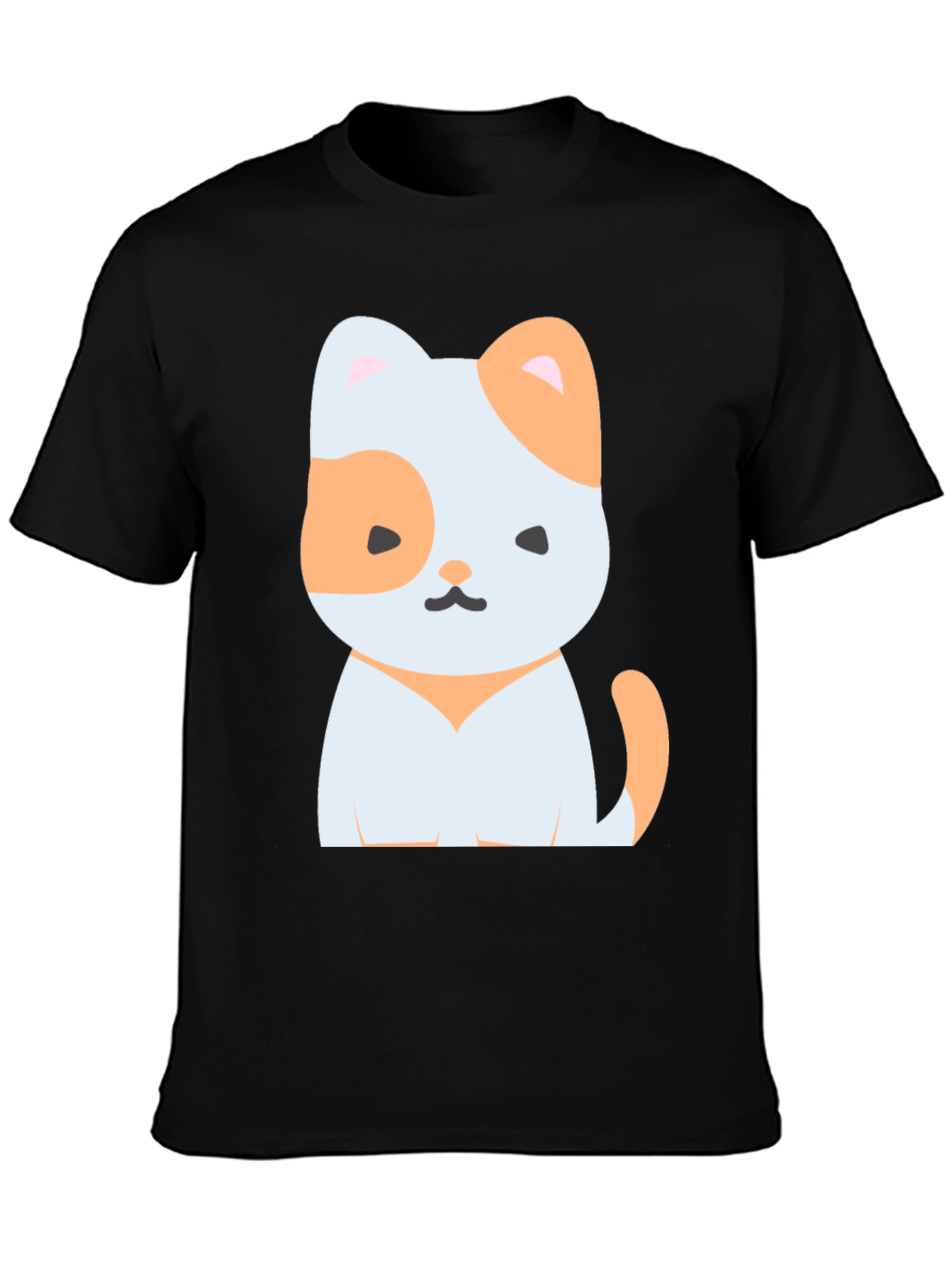 Cute Cartoon Cat Graphic Tee - Unisex Black T-Shirt