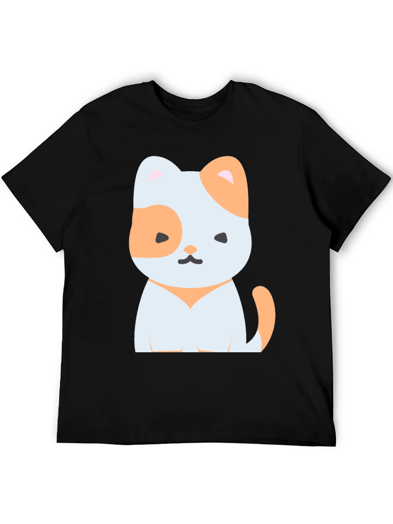 Cute Cartoon Cat Graphic Tee - Unisex Black T-Shirt