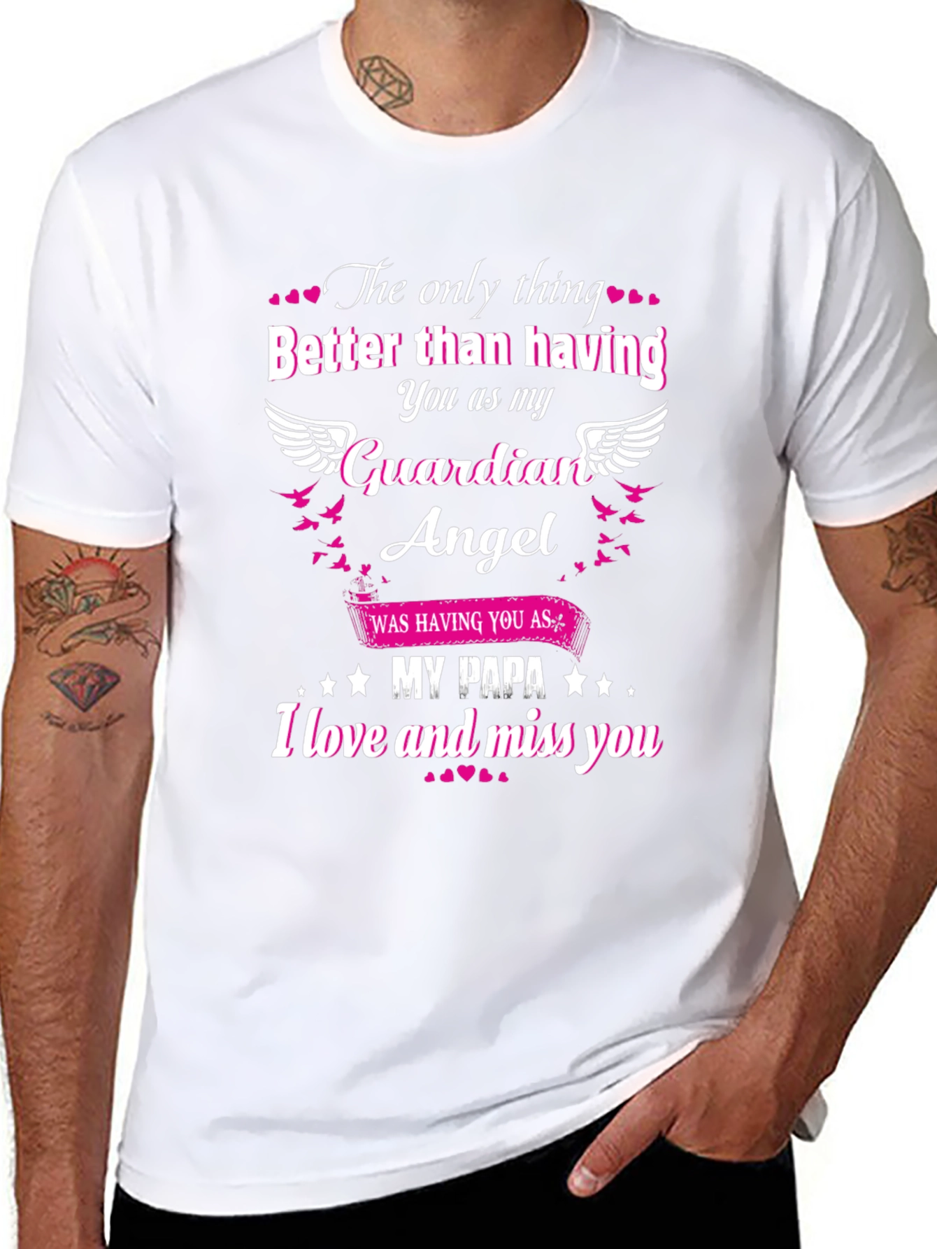 Guardian Angel Papa T-Shirt Memorial Remembrance