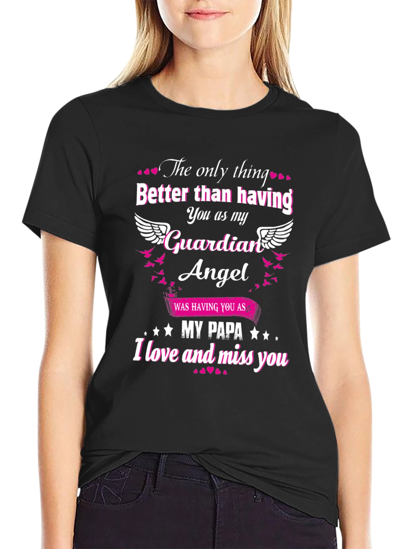 Guardian Angel Papa T-Shirt Memorial Remembrance