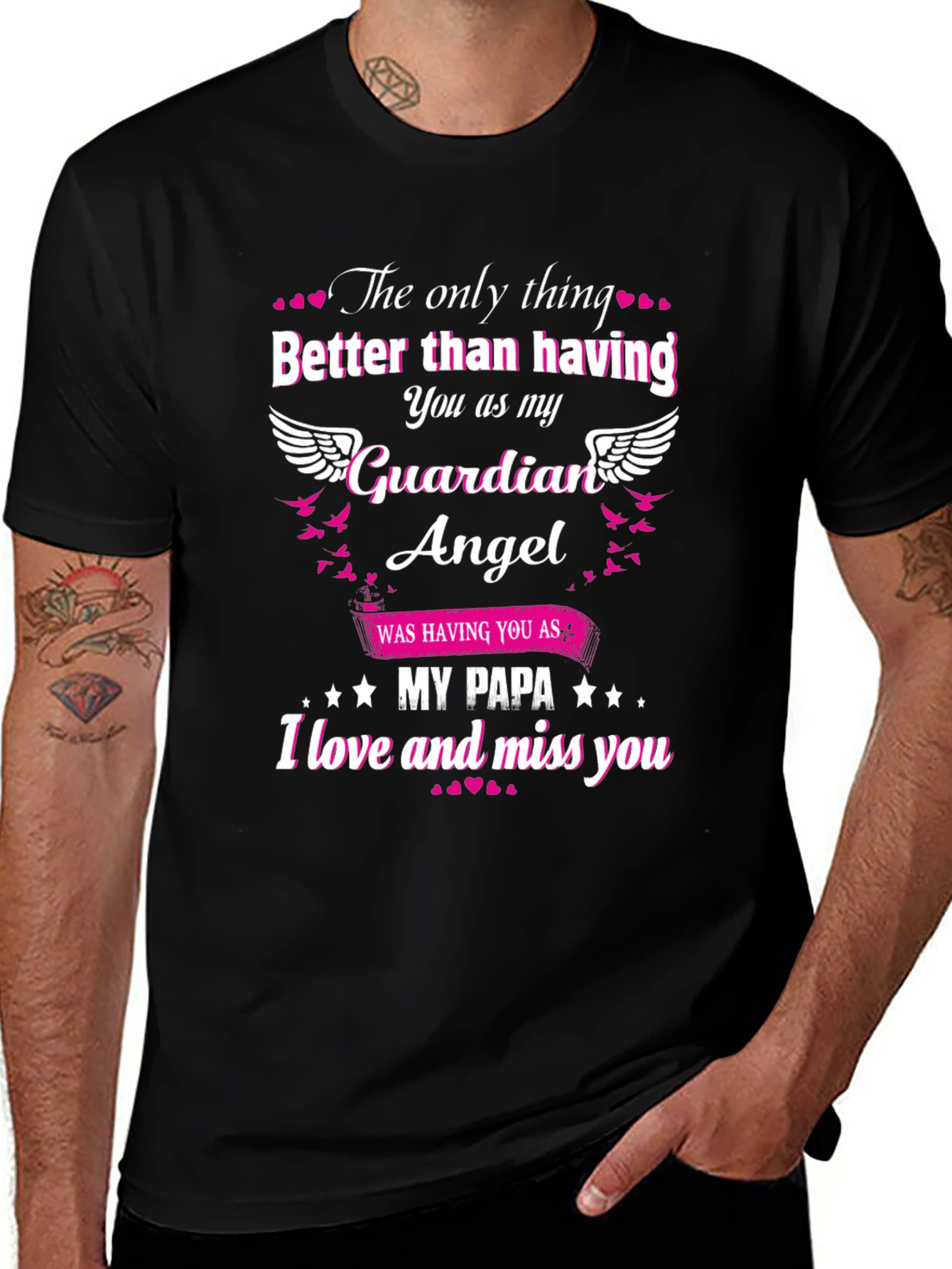 Guardian Angel Papa T-Shirt Memorial Remembrance