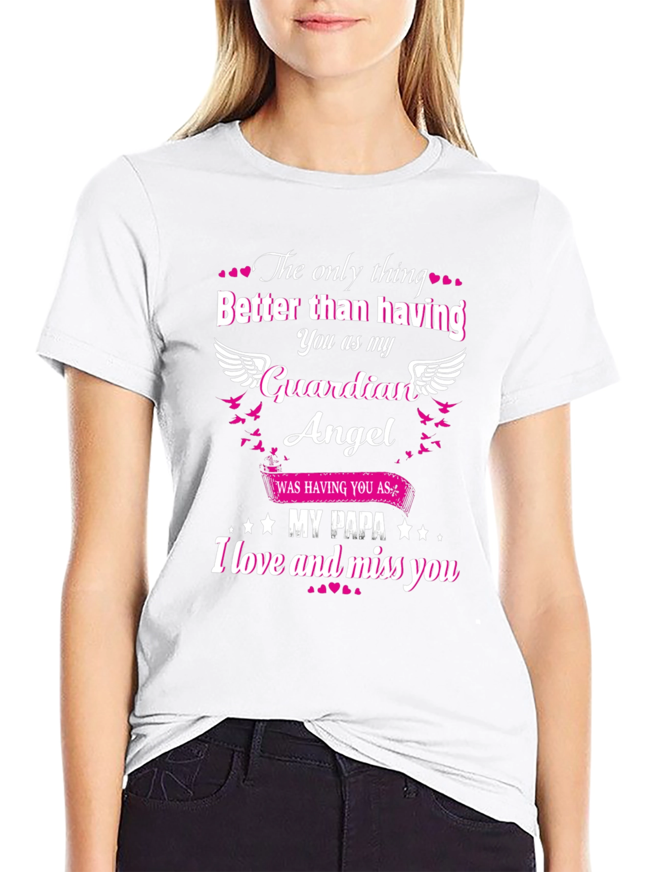 Guardian Angel Papa T-Shirt Memorial Remembrance
