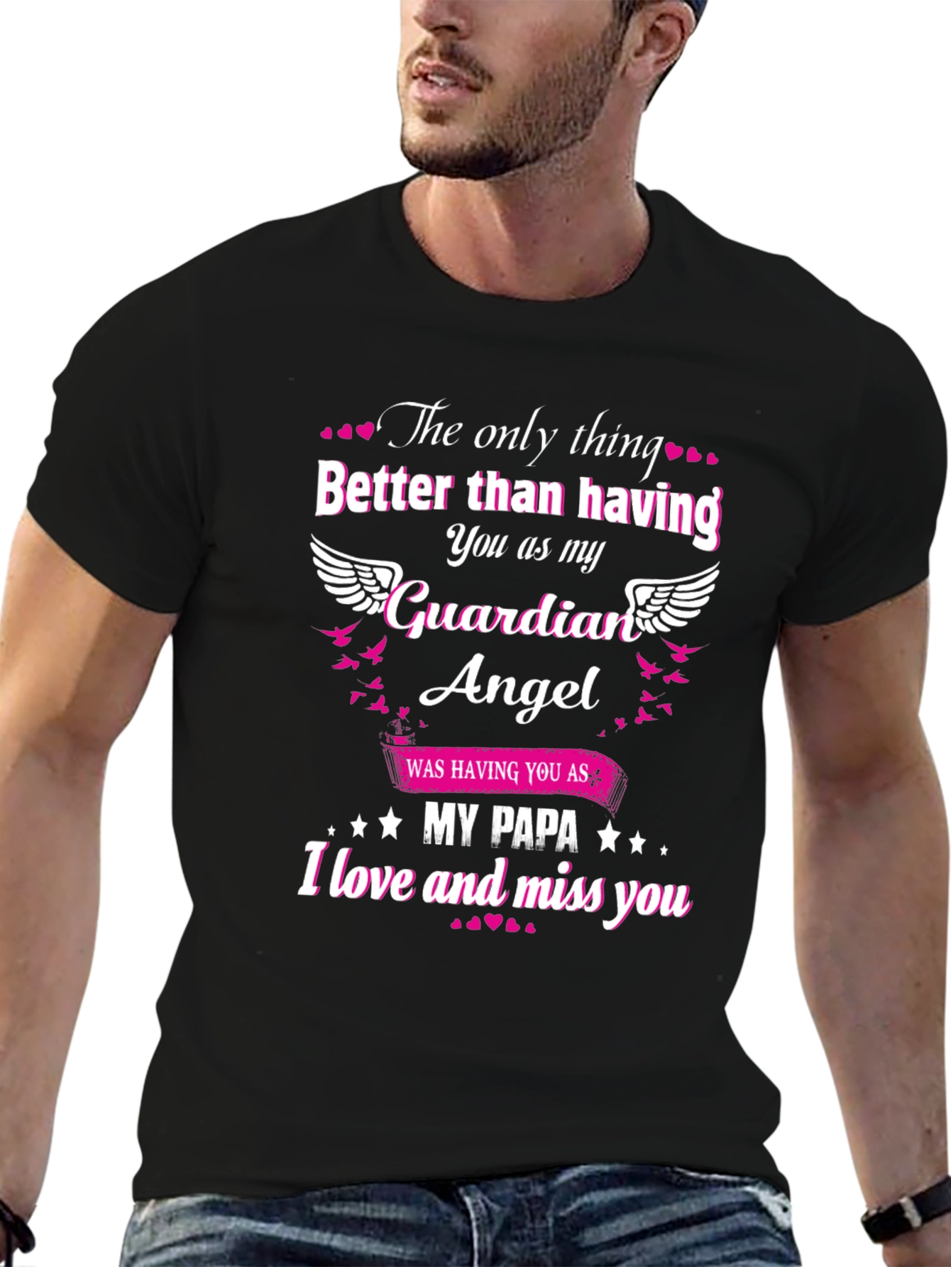 Guardian Angel Papa T-Shirt Memorial Remembrance