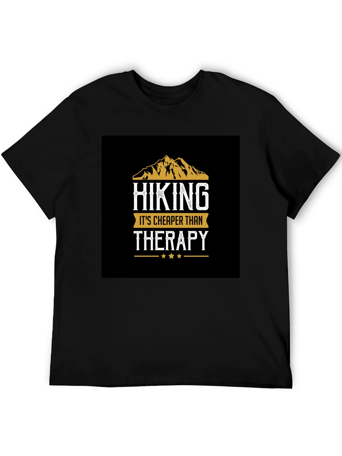 Hiking Cheaper Than Therapy Black T-Shirt