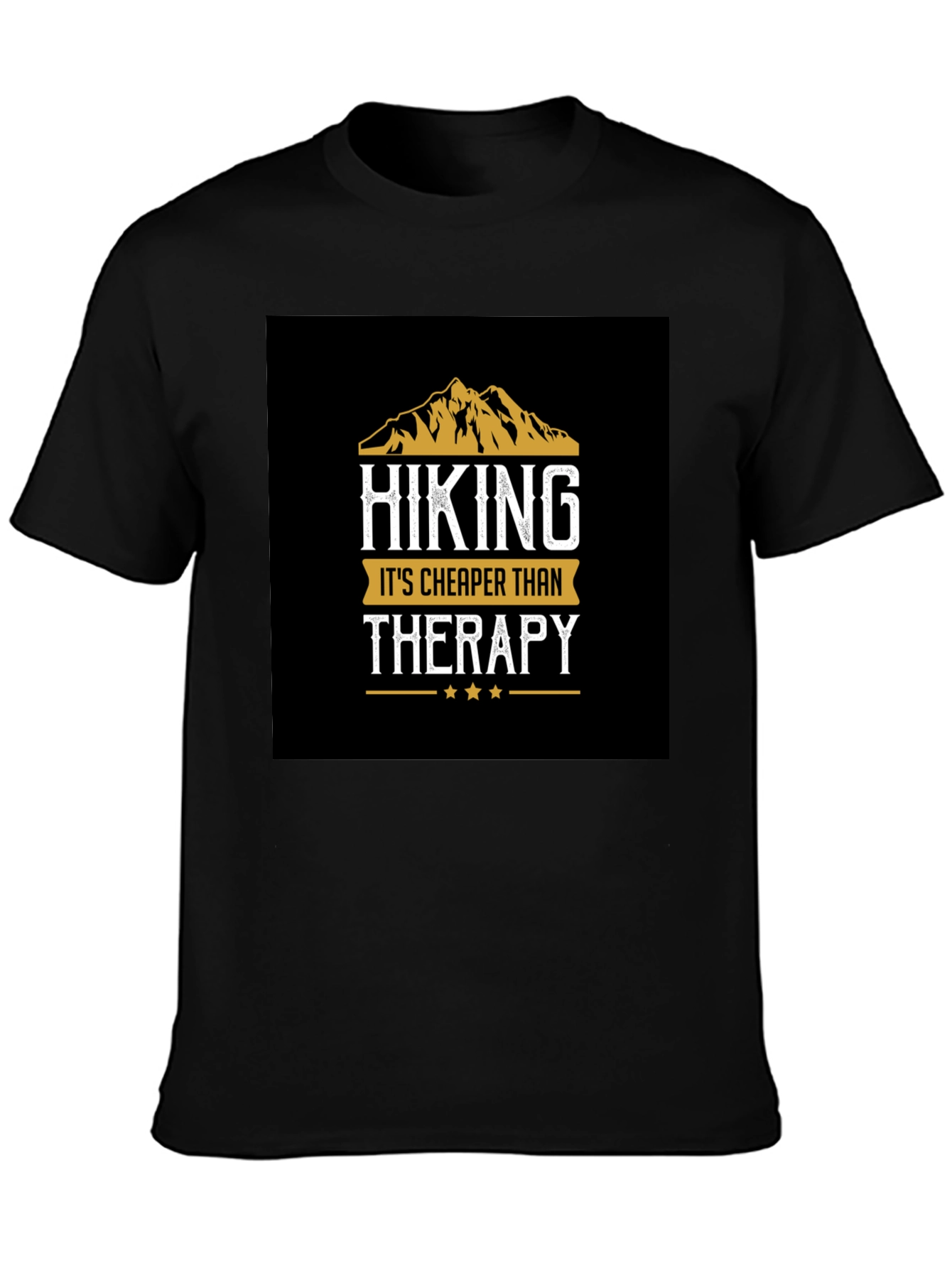 Hiking Cheaper Than Therapy Black T-Shirt