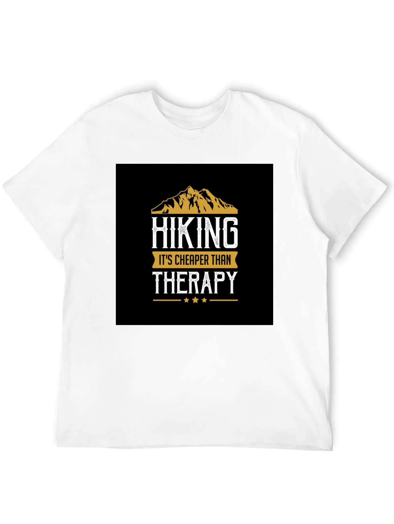 Hiking Cheaper Than Therapy Black T-Shirt