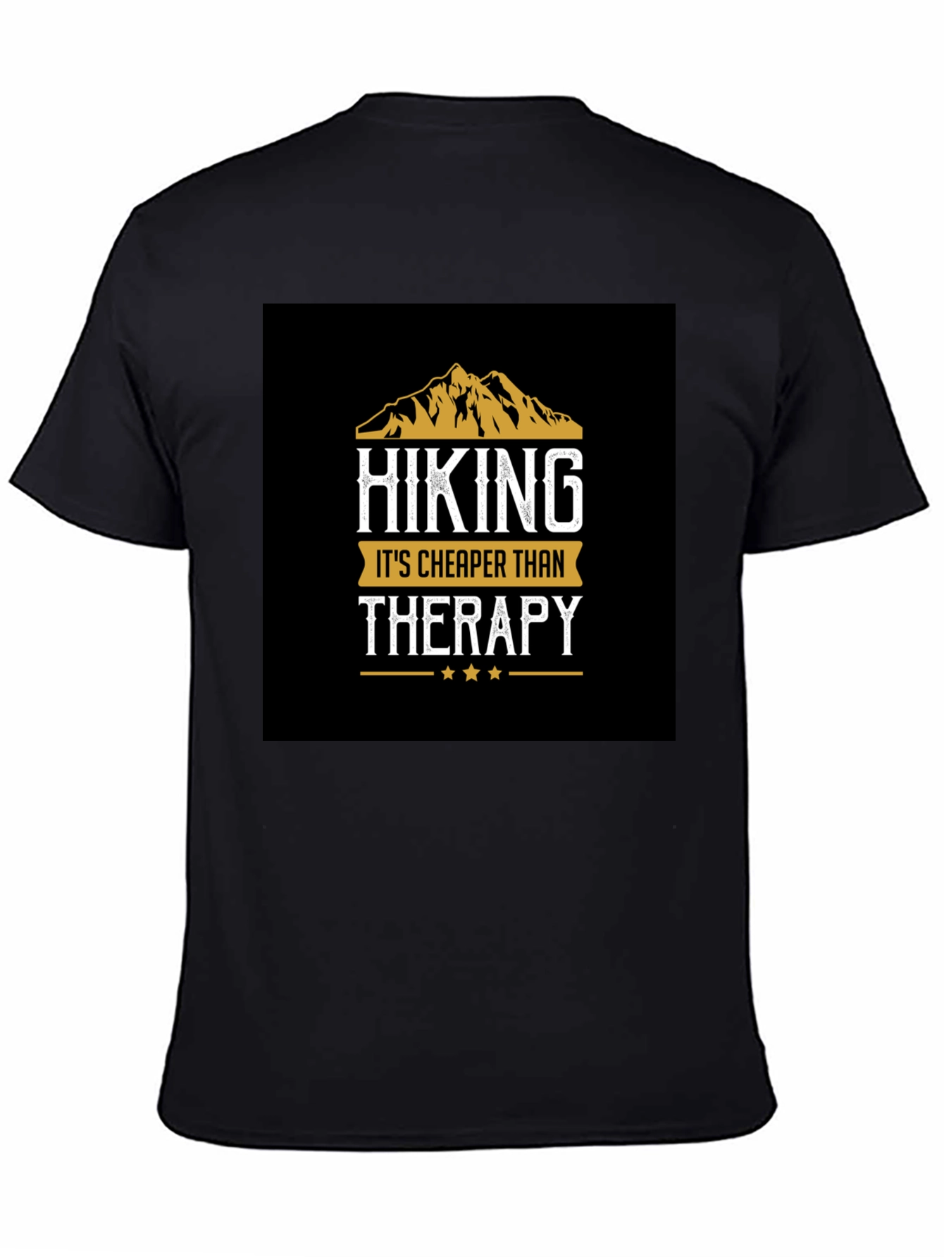 Hiking Cheaper Than Therapy Black T-Shirt
