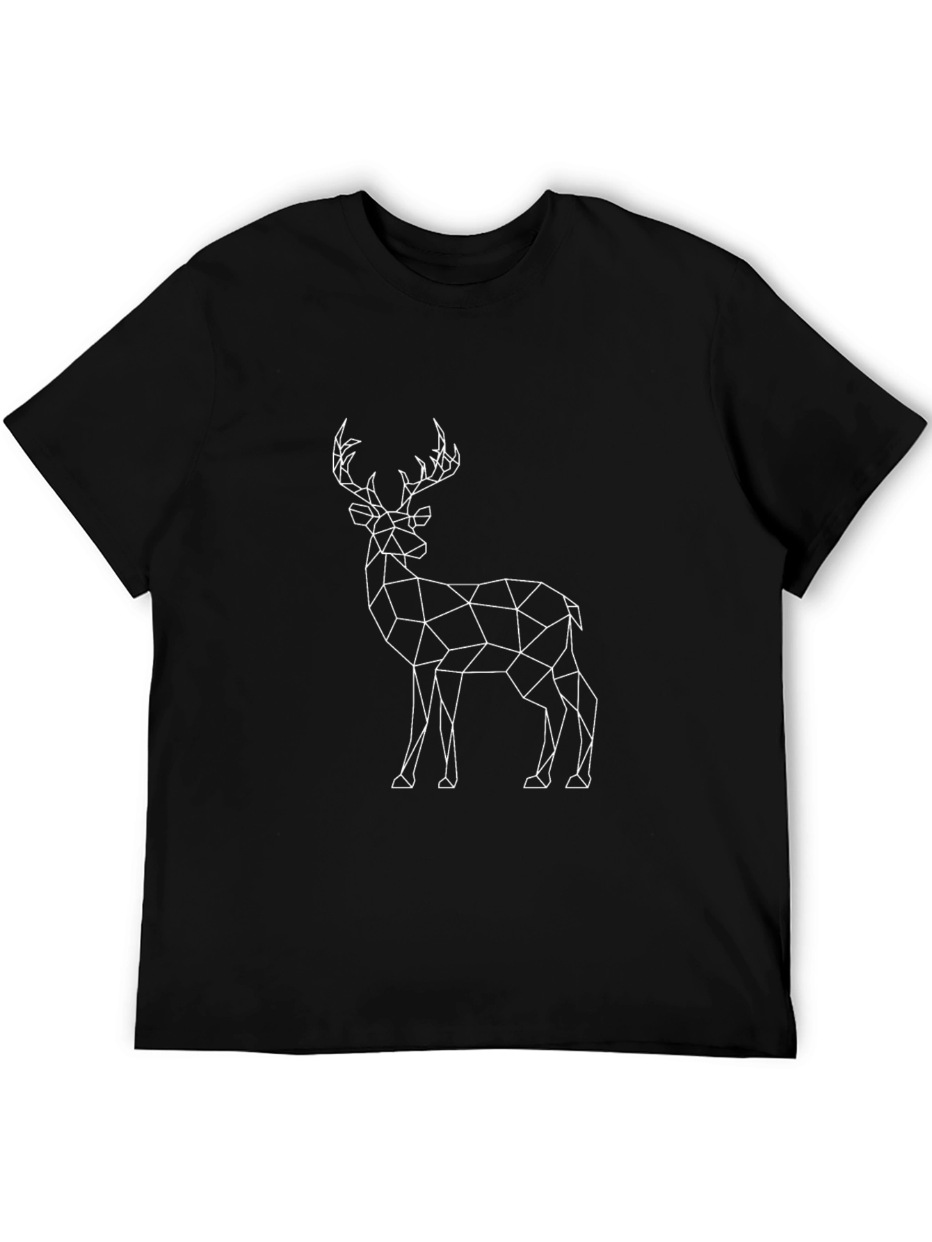 Geometric Deer Graphic Black T-Shirt