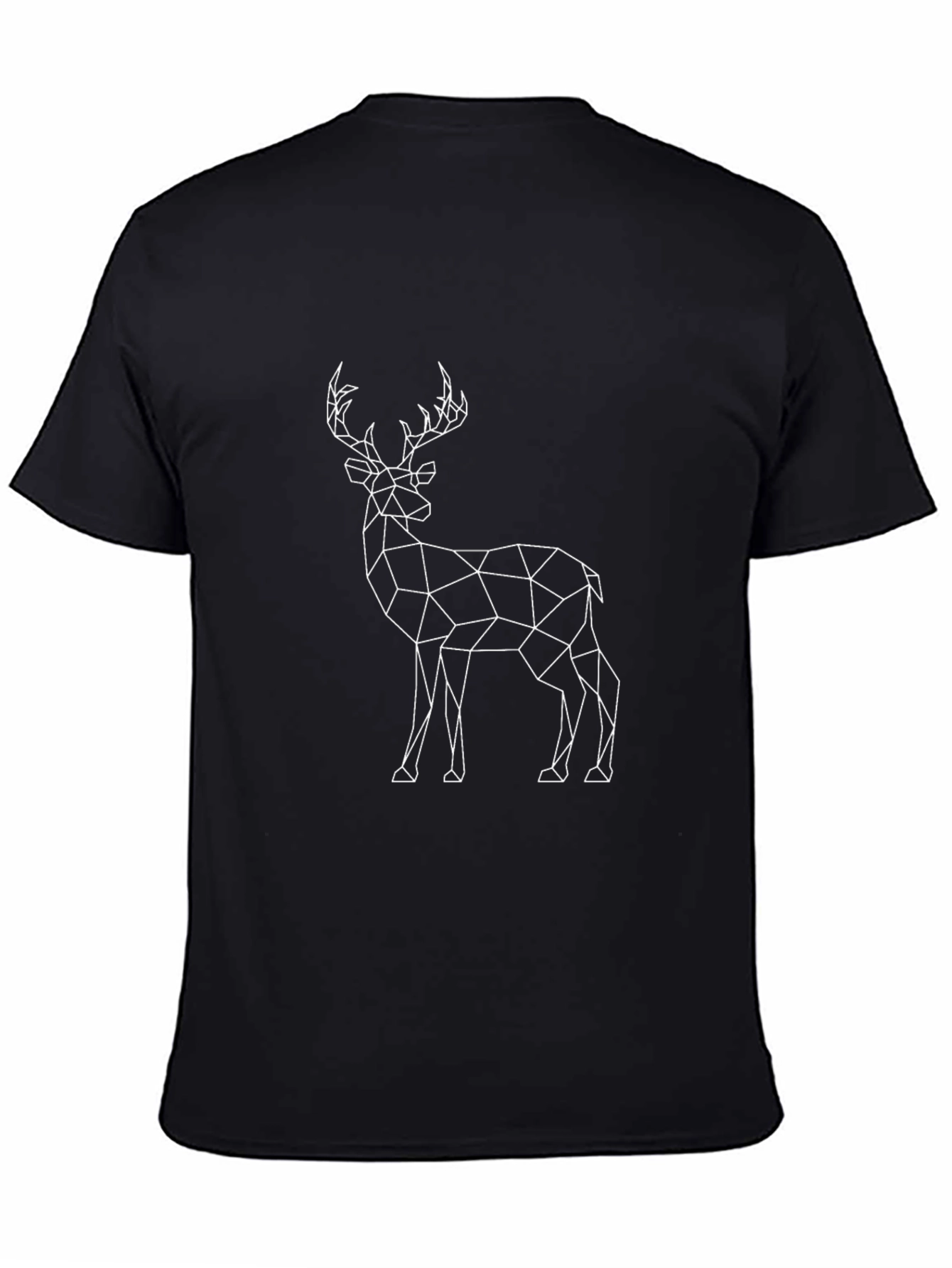 Geometric Deer Graphic Black T-Shirt