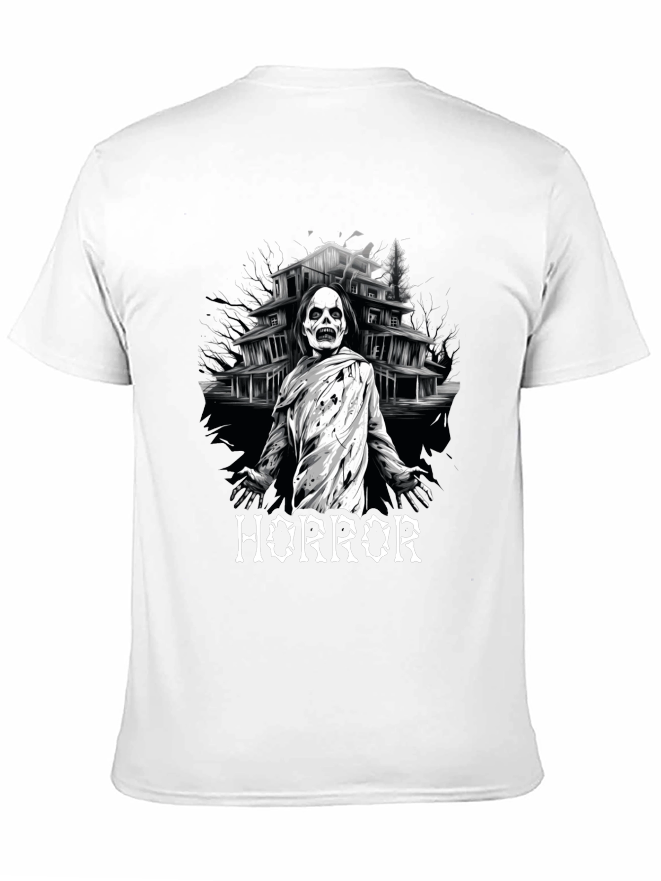 Horror Mansion Graphic Tee - Spooky Design