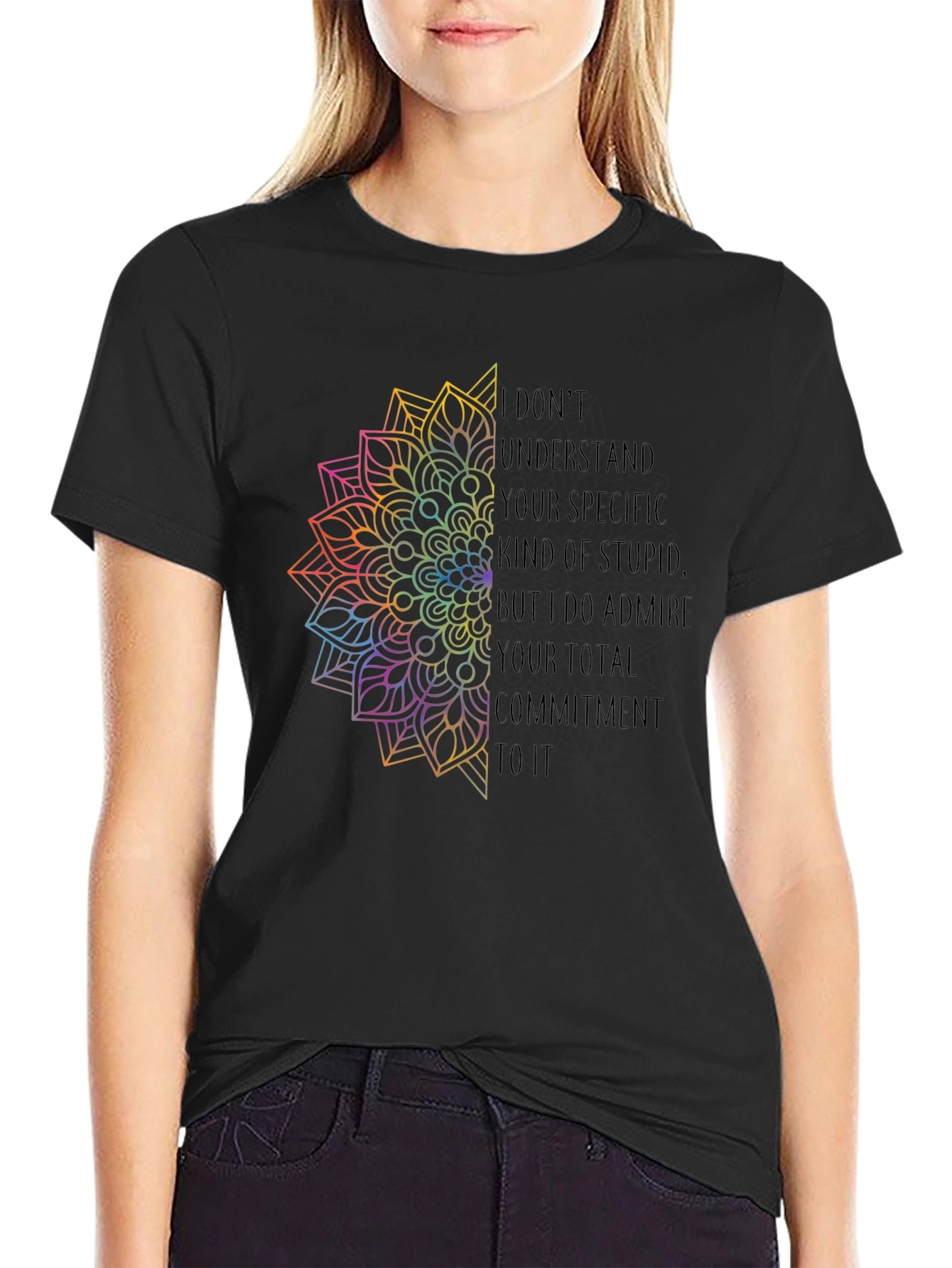 Commitment T-Shirt - Unique Rainbow Mandala Graphic Tee