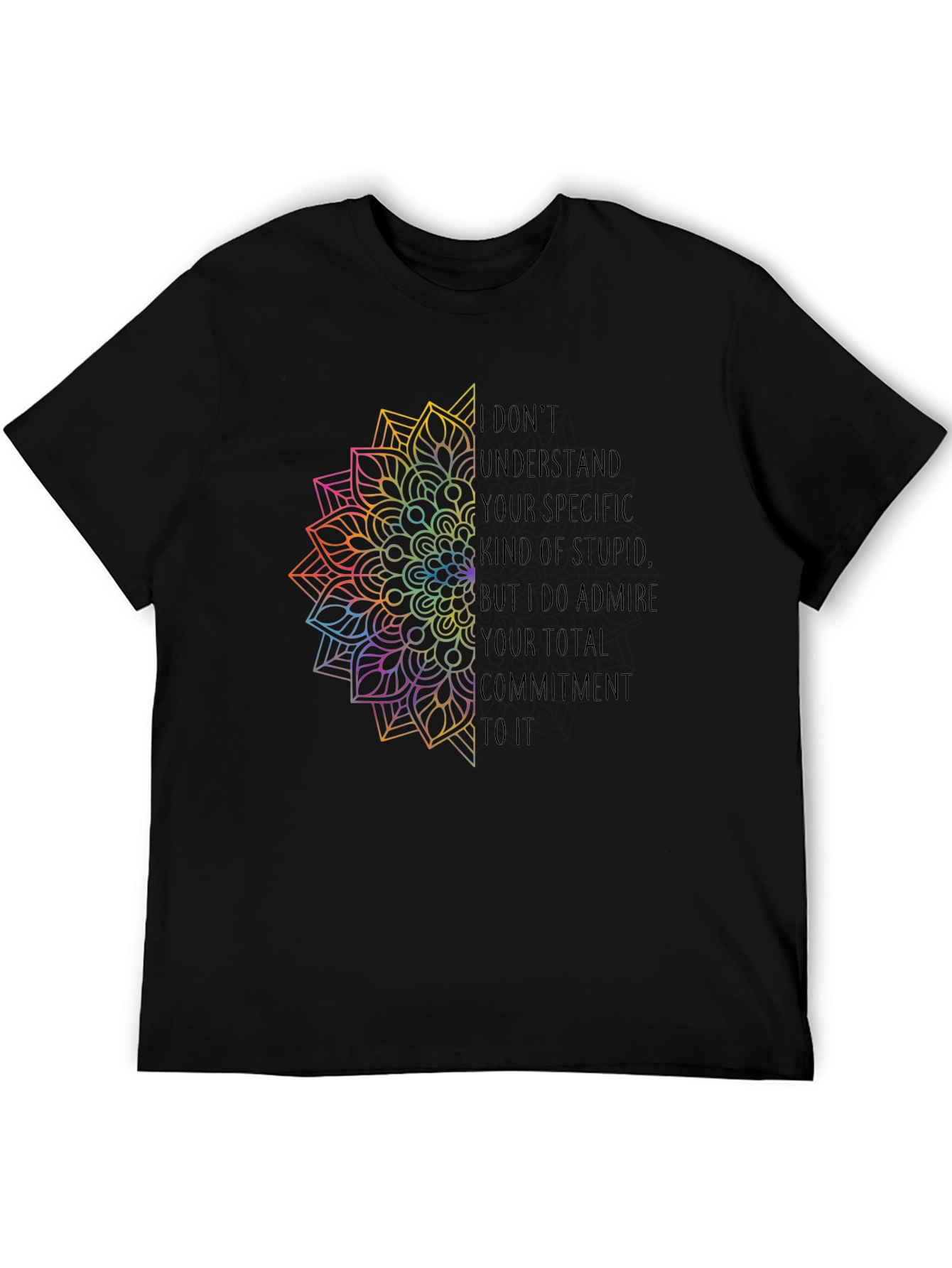 Commitment T-Shirt - Unique Rainbow Mandala Graphic Tee