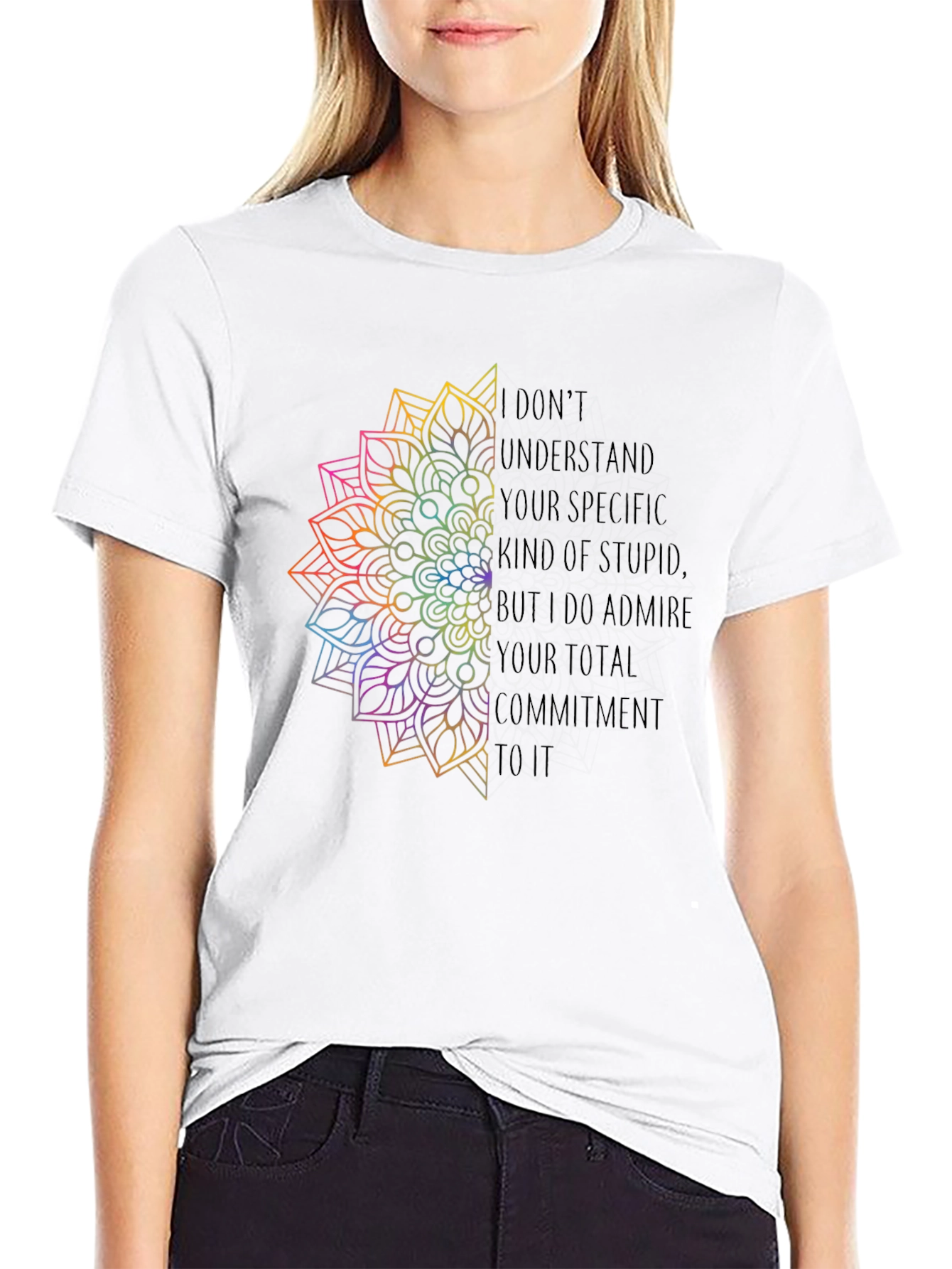 Commitment T-Shirt - Unique Rainbow Mandala Graphic Tee