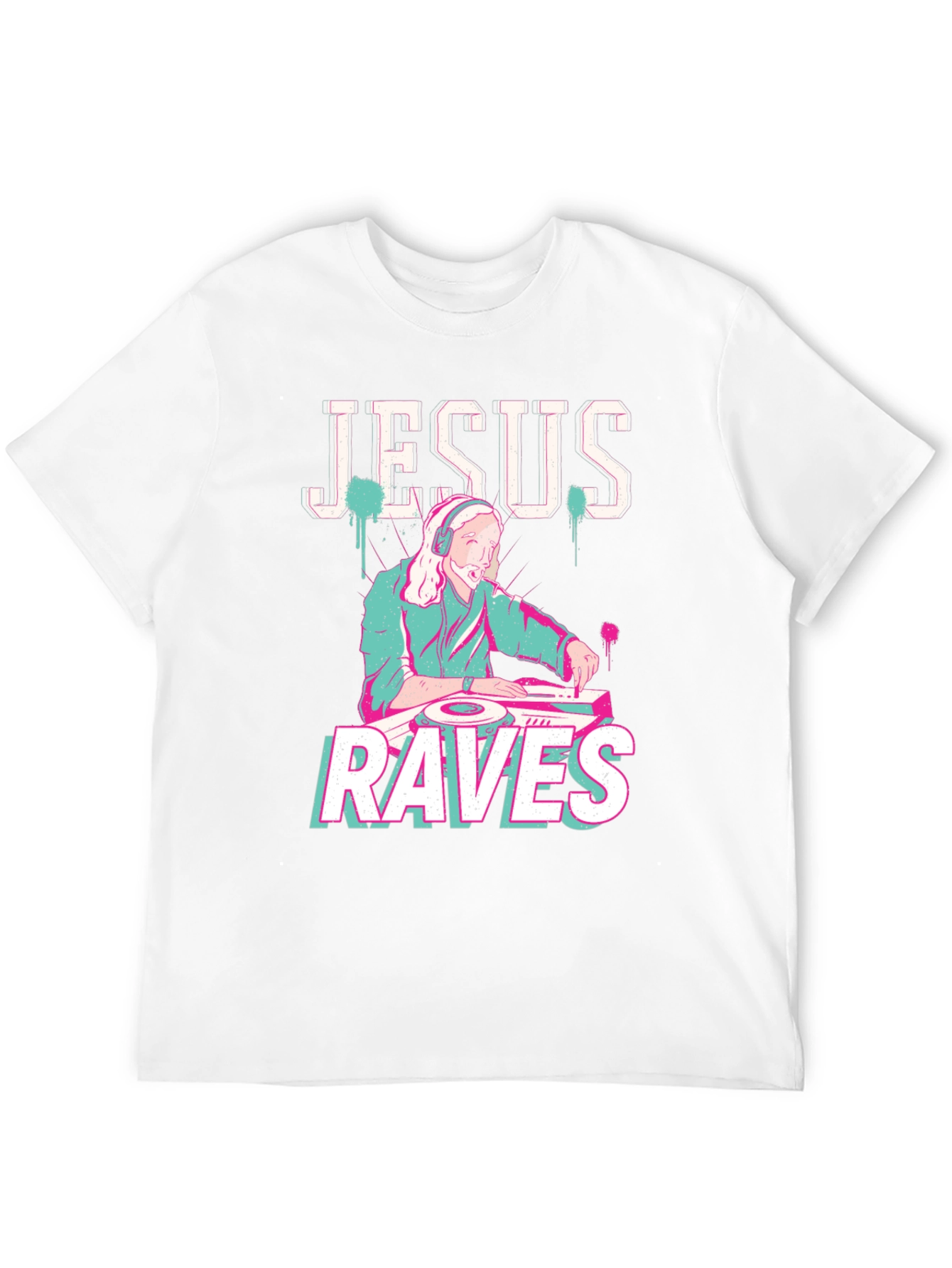 Jesus Raves Black T-Shirt - DJ Graphic Tee