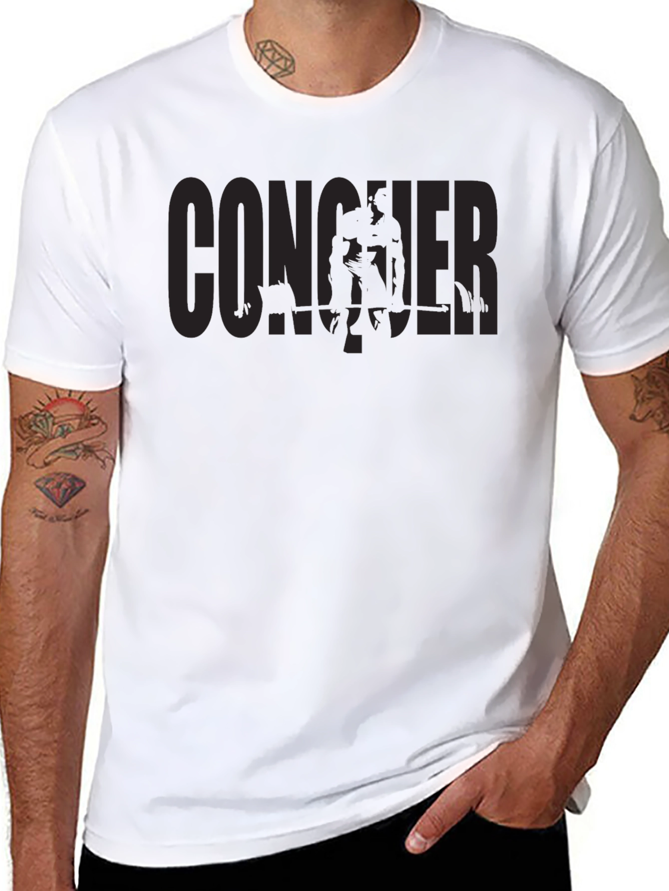 Conquer Black T-Shirt - Motivational Gym Apparel