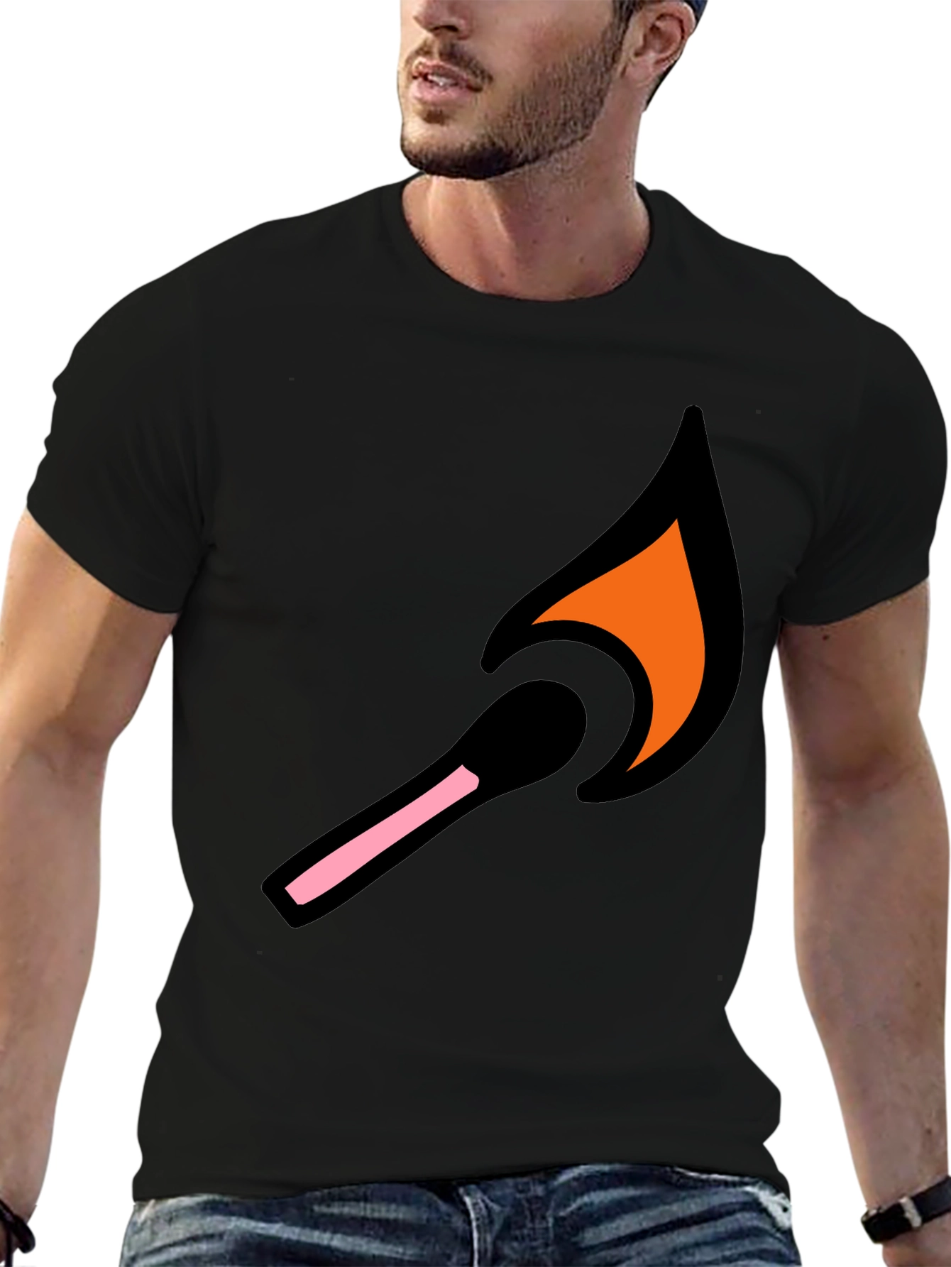 Lit Match Graphic Tee - Cool Black T-Shirt