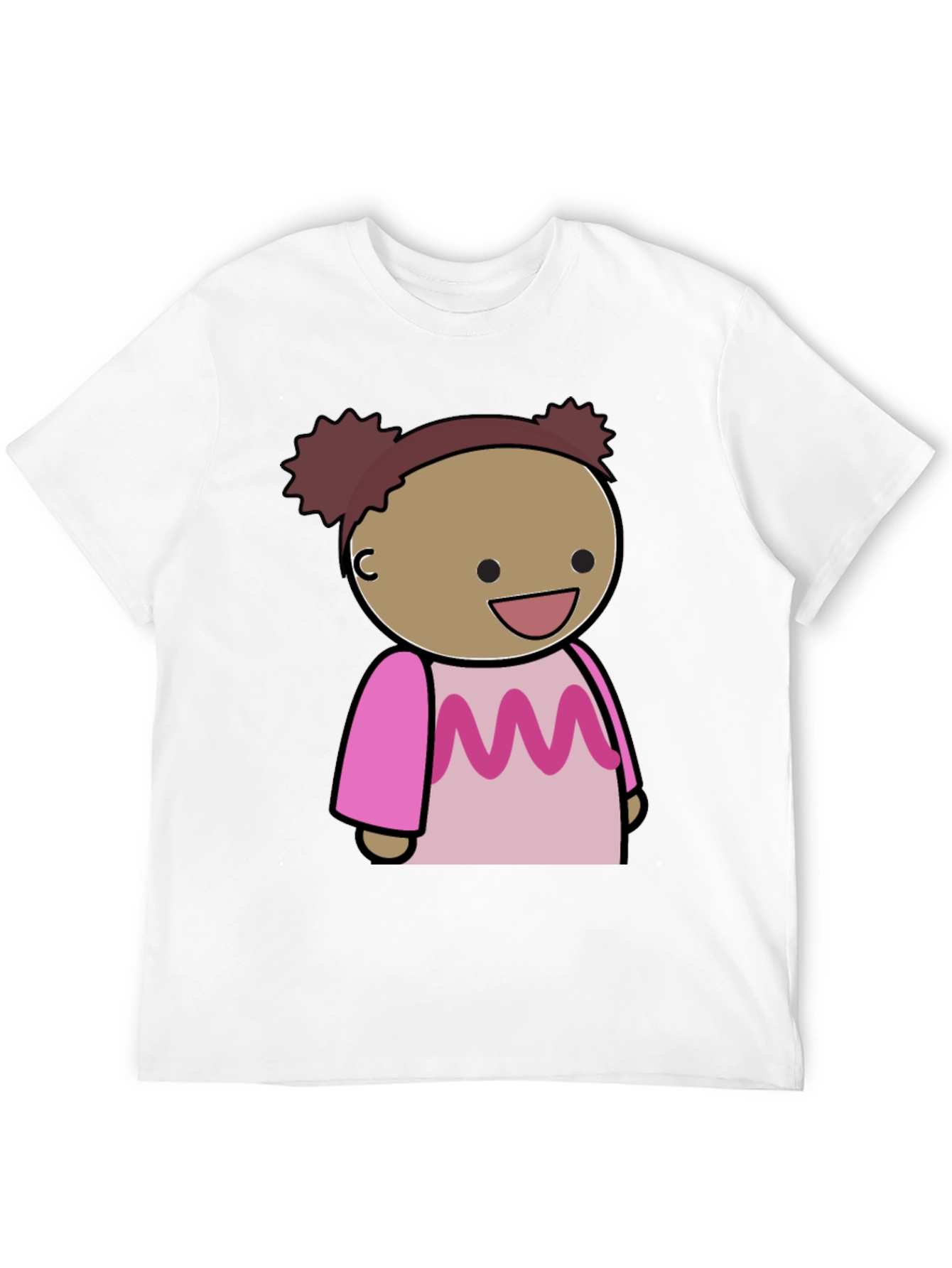 Cartoon Character Graphic Tee - Black Cotton Blend