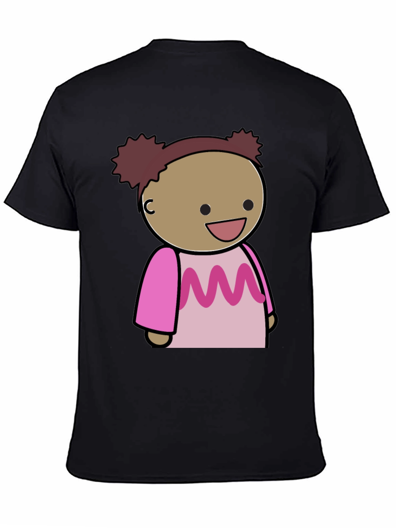 Cartoon Character Graphic Tee - Black Cotton Blend