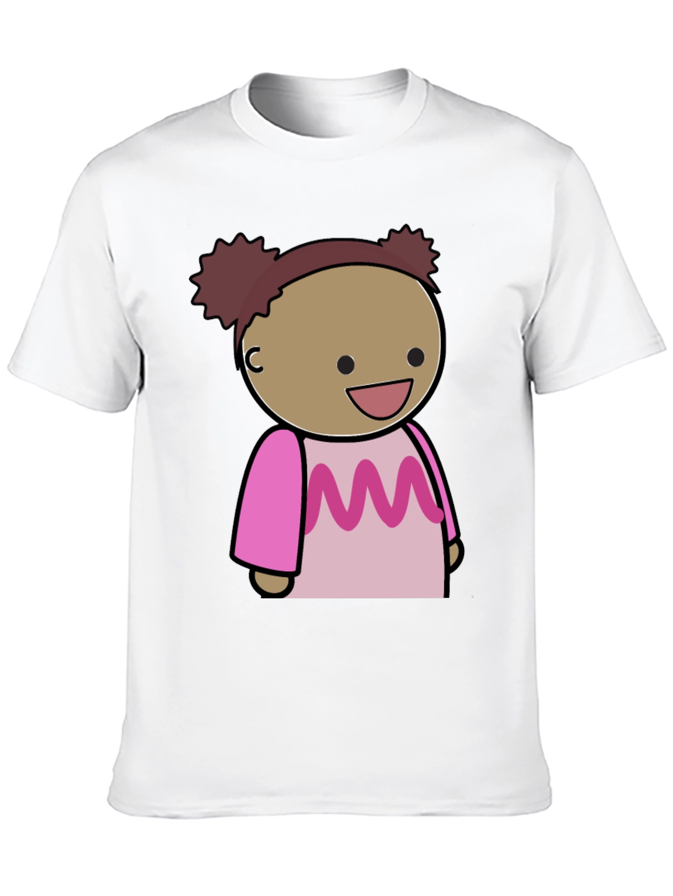 Cartoon Character Graphic Tee - Black Cotton Blend